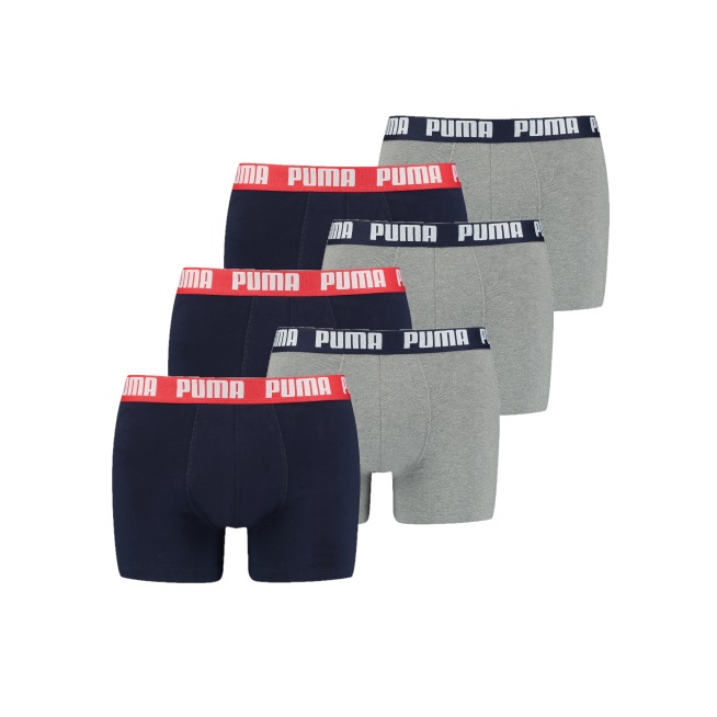 Puma Basic Boxershort 6-Pack Blue/Grey Melange | Soccerfanshop