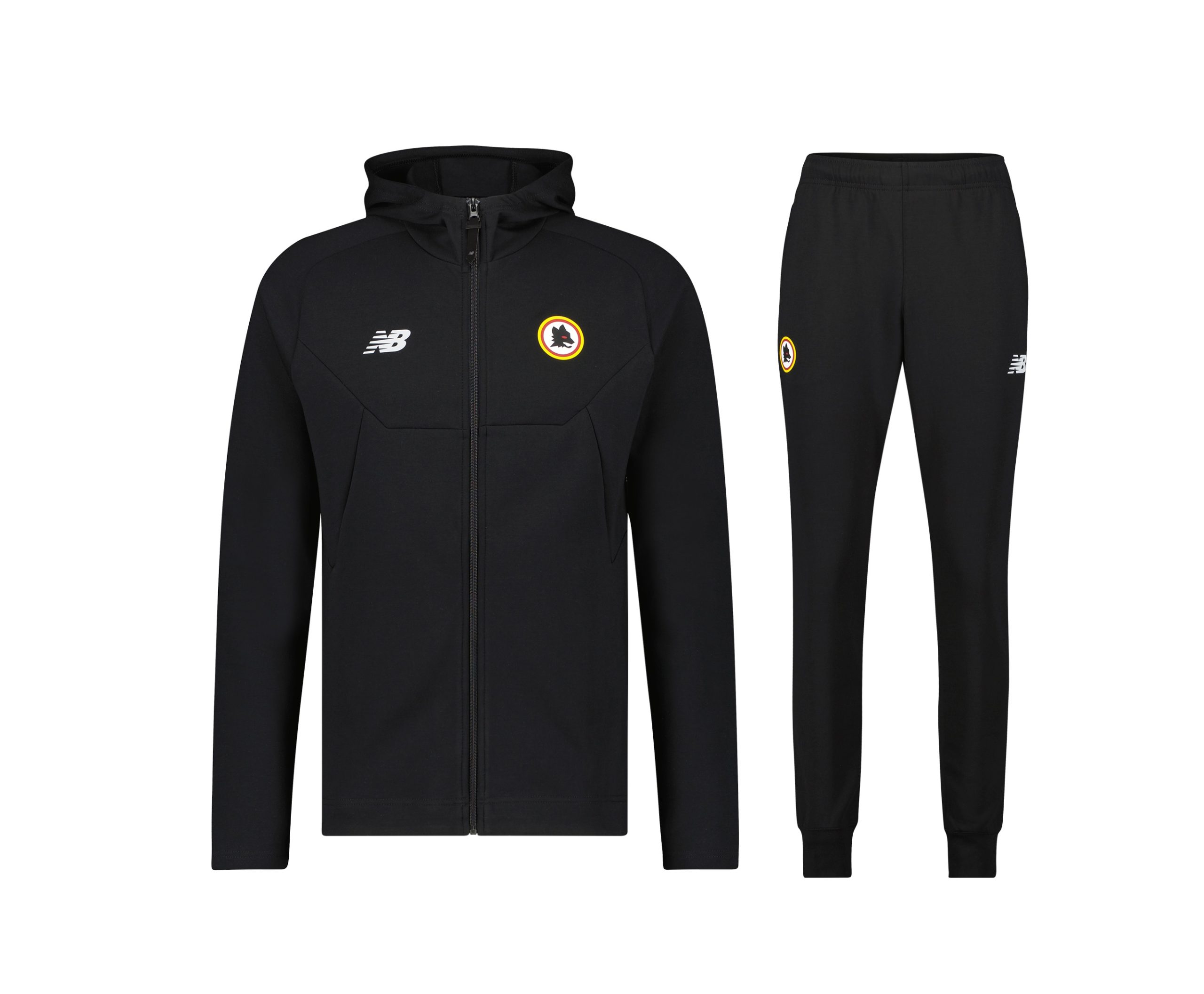 AS Roma FZ Travel Trainingspak Hooded Zwart Senior 2021-2022 | Soccerfanshop