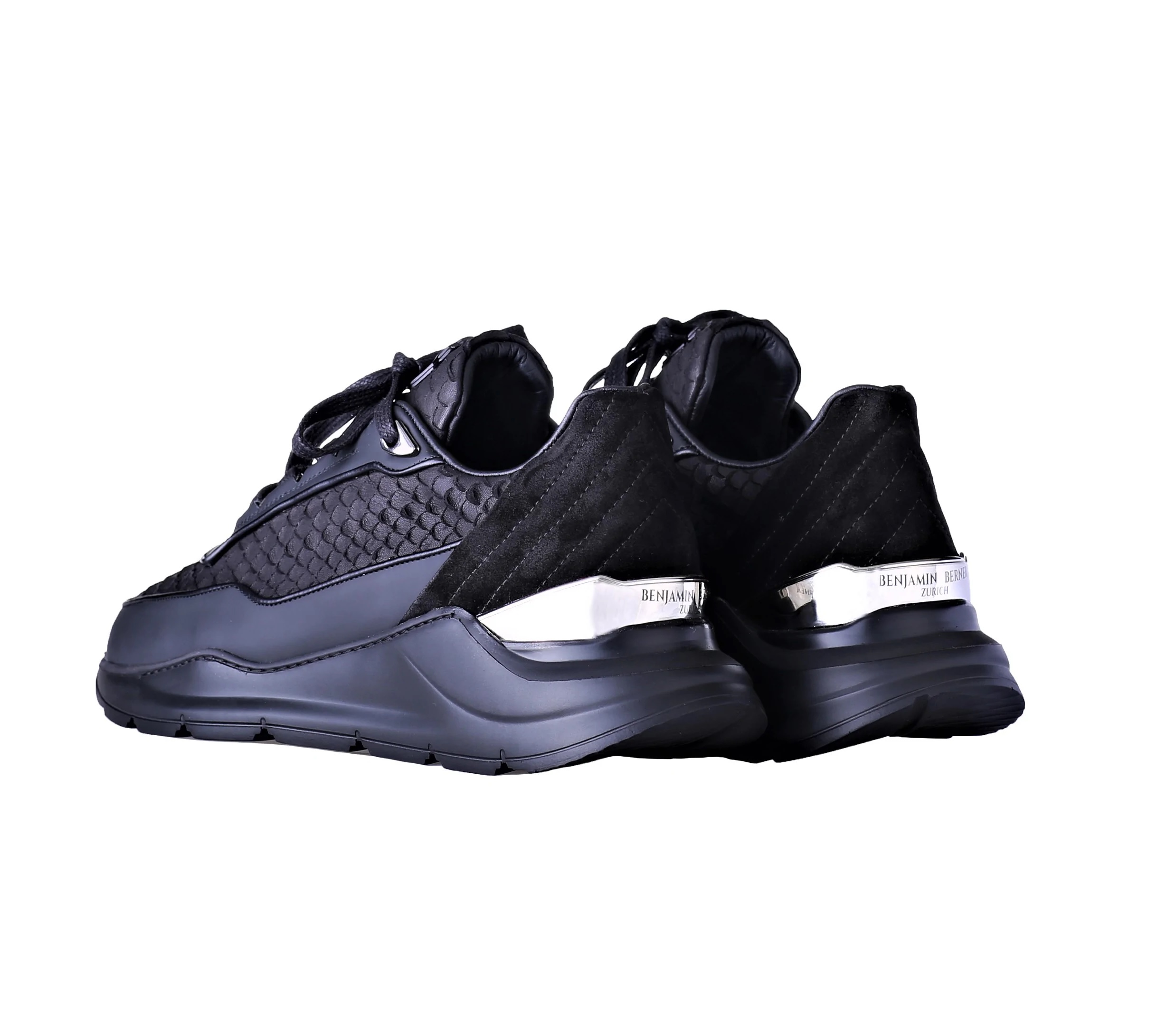 Benjamin Berner Low-Top Hector Runner Python Cut Matt-Nappa Black ...