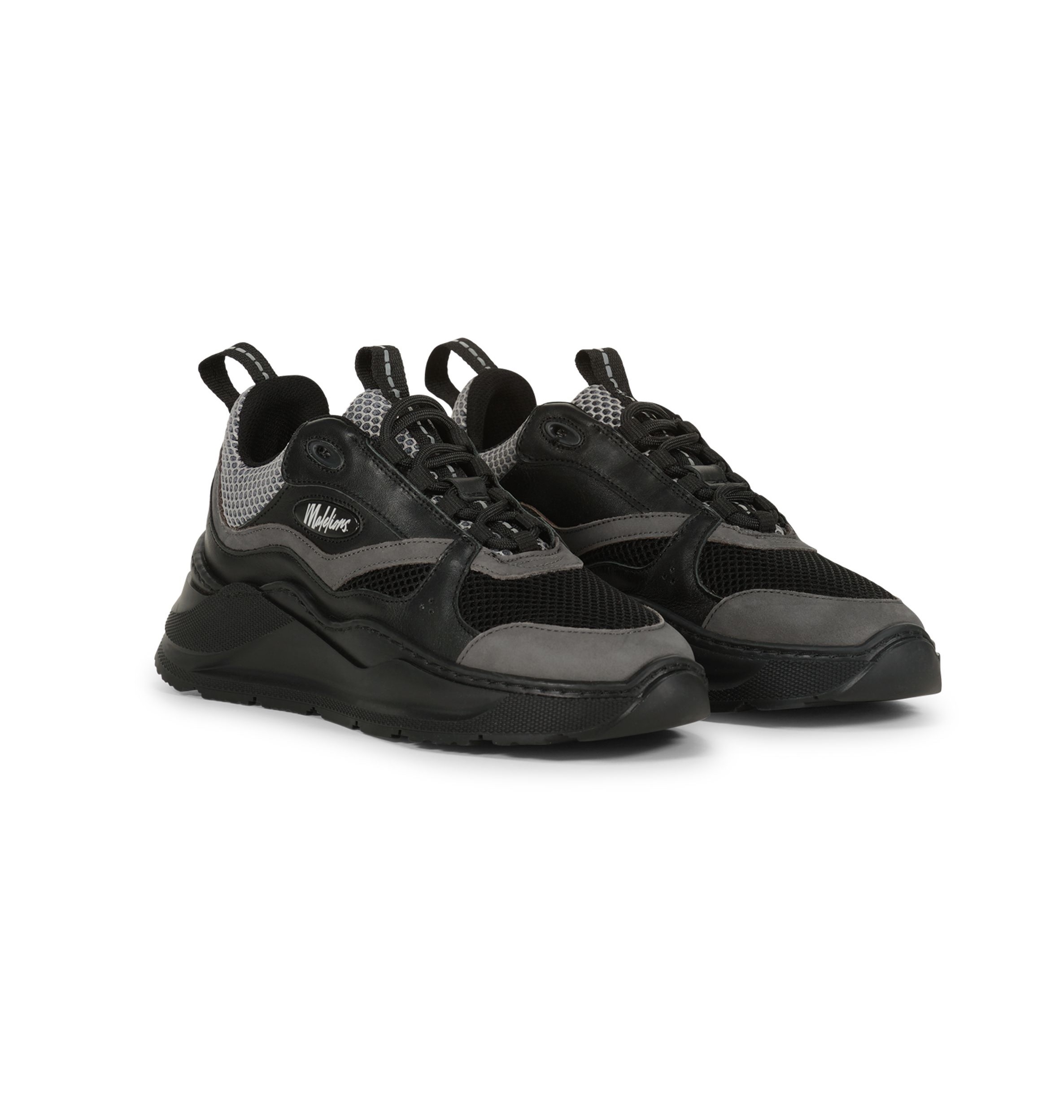 Malelions Men Mesh Runner Sneakers Senior Black/Antra | Soccerfanshop