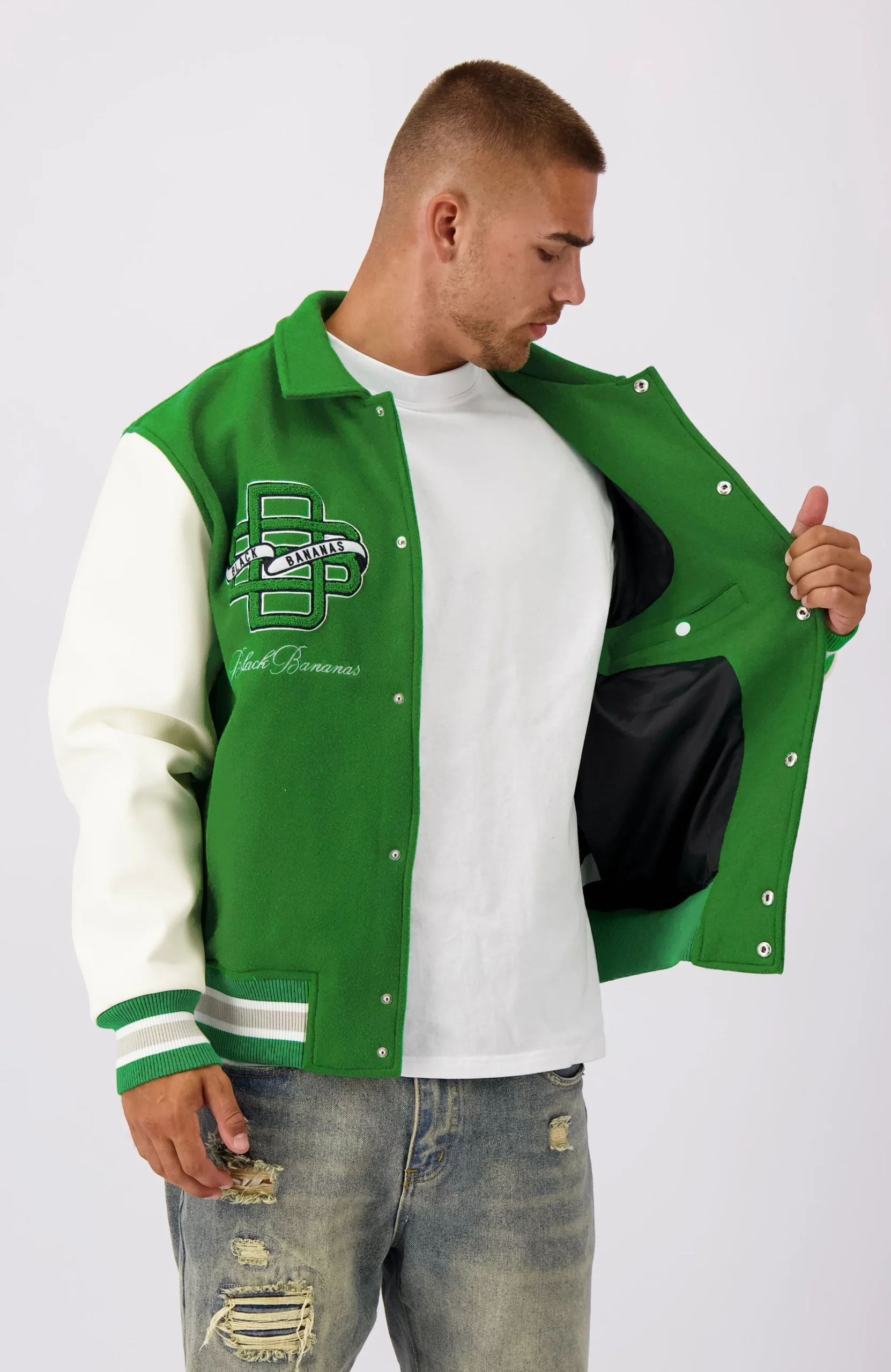Black Bananas Mono Varsity Jack Heren Groen Heren shoppen