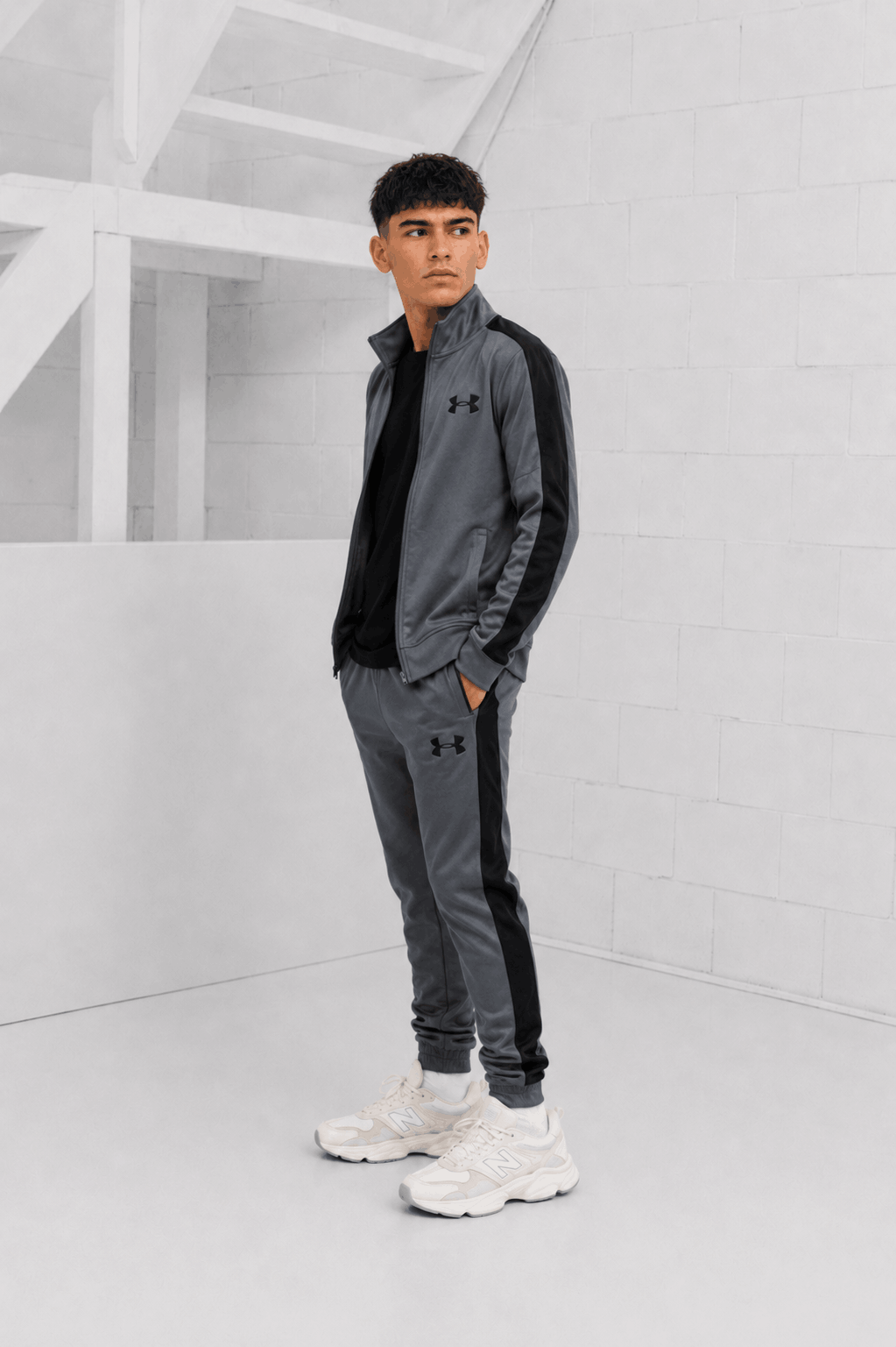 Under Armour Rival Knit Trainingspak Kids Grijs - Maat 152 - Kleur: Zwart | Soccerfanshop