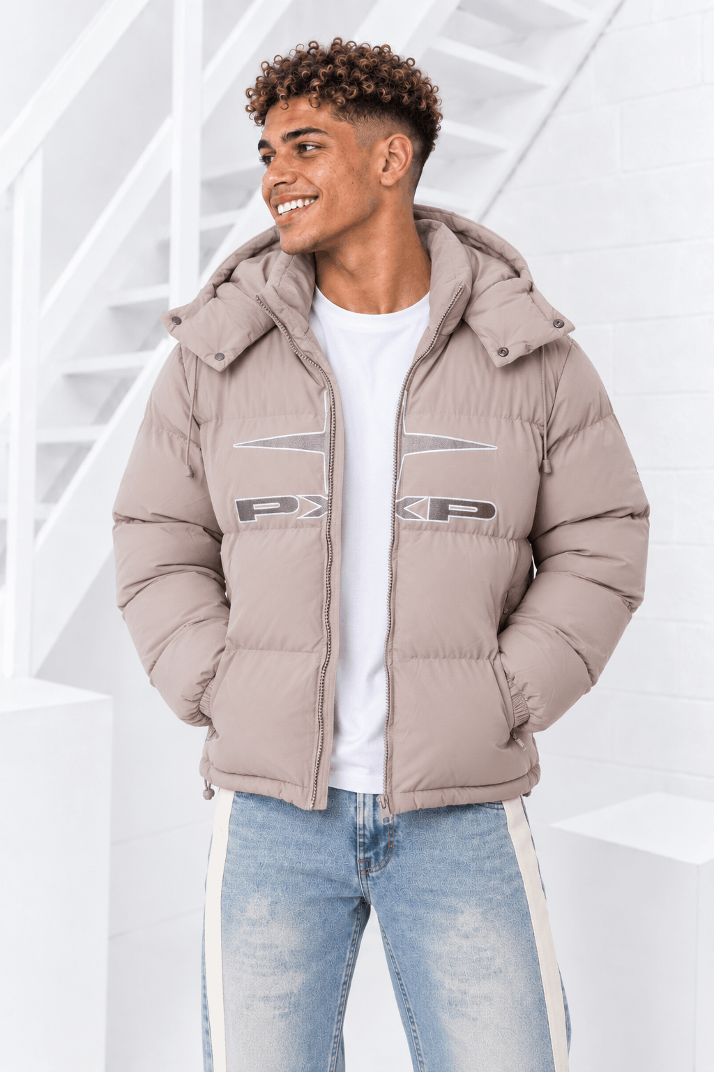 Project X Paris Gewatteerde Winterjas Heren Beige - Maat S - Kleur: Beige | Soccerfanshop