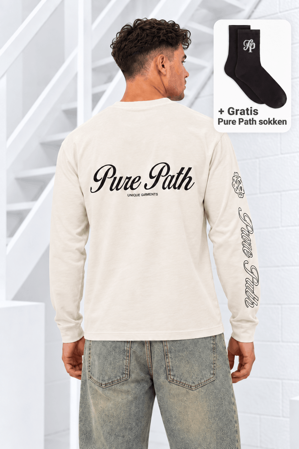 Pure Path Essence Of Life Longsleeve T-Shirt Heren Beige +GRATIS SOKKEN - Maat XS - Kleur: BeigeSand | Soccerfanshop