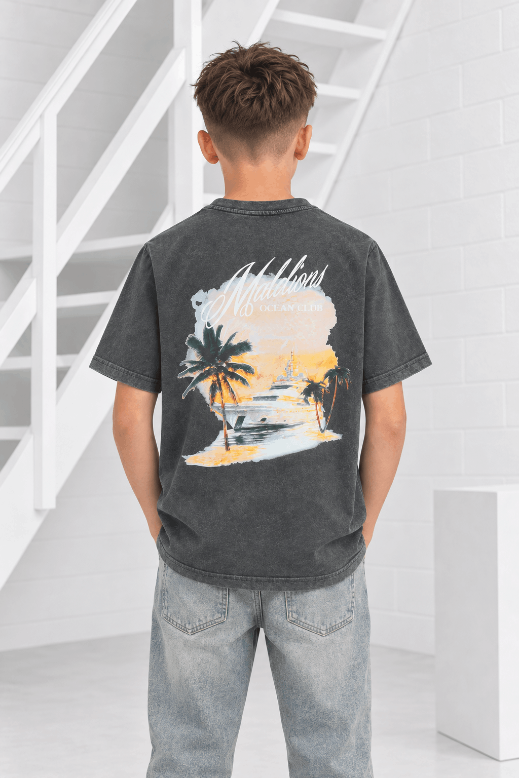 Malelions Junior Relaxed Yacht T-shirt Kids Donkergrijs - Maat 128 - Kleur: Donkergrijs | Soccerfanshop