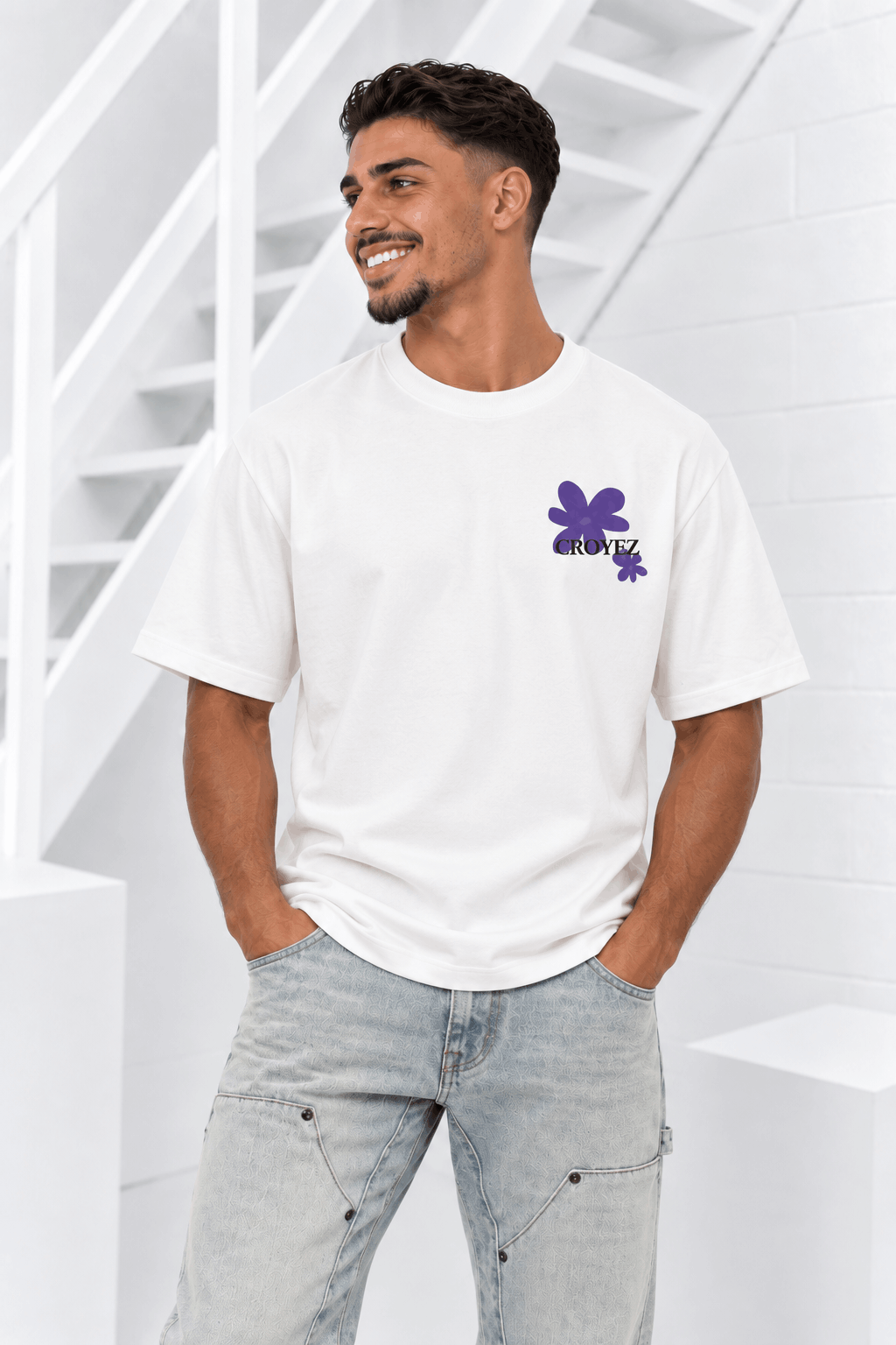 Croyez Botanique T-Shirt Heren Wit/Paars - Maat XXL - Kleur: WitPaars | Soccerfanshop