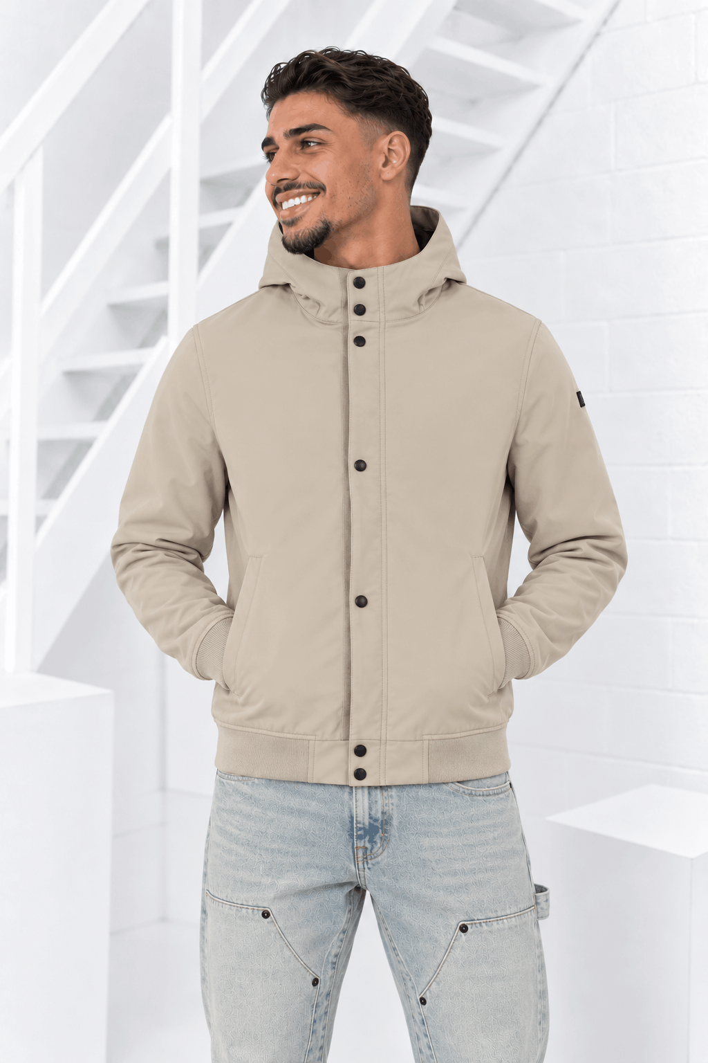 Malelions Placket Softshell Jas Heren Beige - Maat S - Kleur: Beige | Soccerfanshop