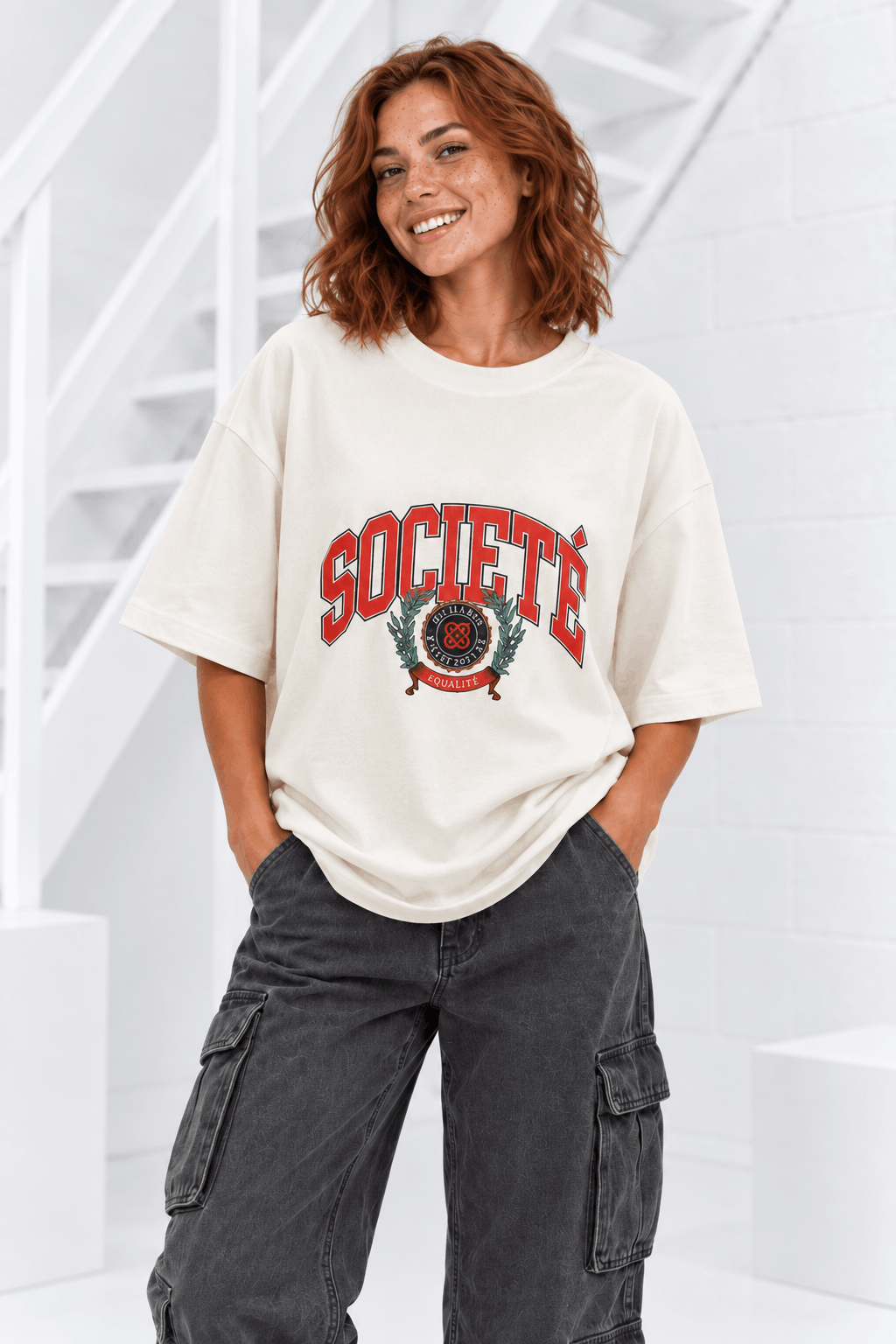 Equalité Monte Boxy T-Shirt Dames Gebroken Wit - Maat S - Kleur: Gebroken WitRood | Soccerfanshop