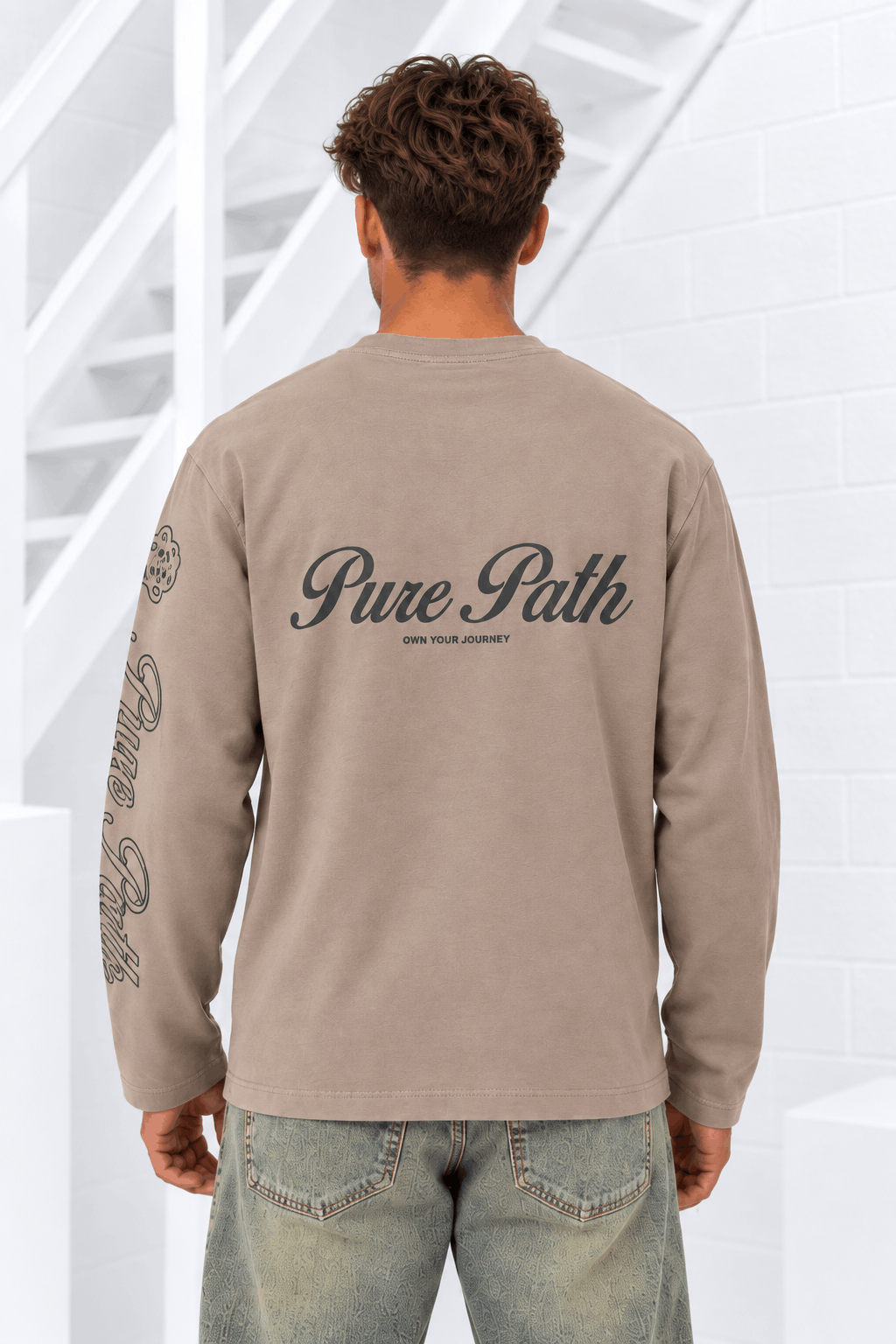 Pure Path Essence Of Life Longsleeve T-Shirt Heren Taupe - Maat S - Kleur: Taupe | Soccerfanshop