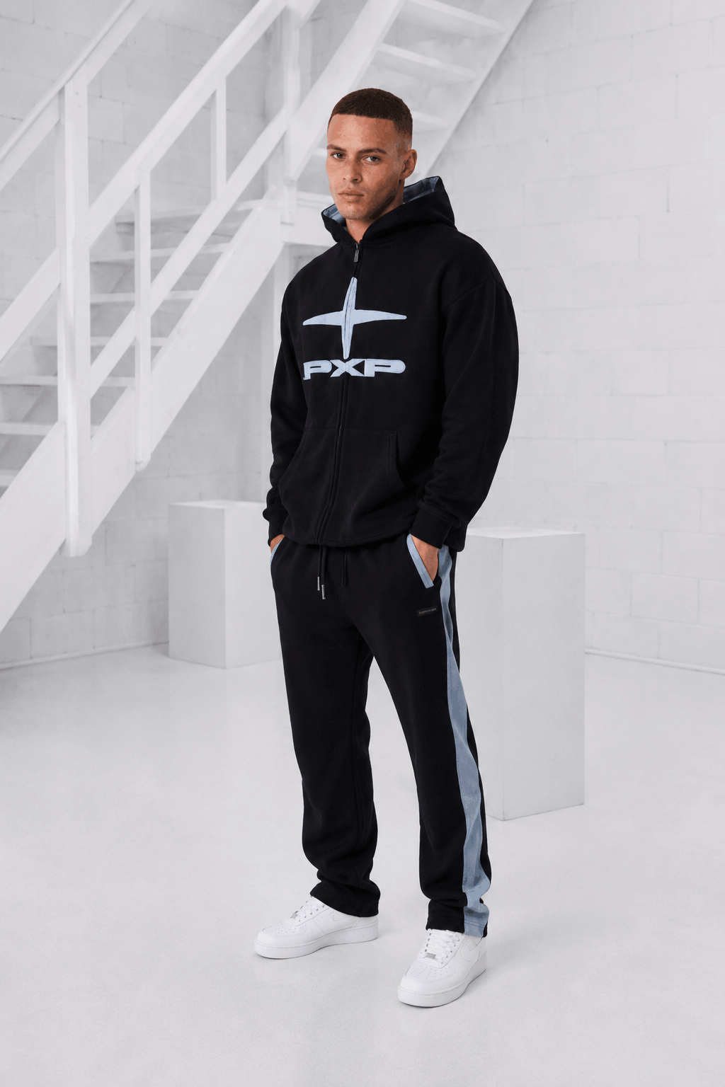 Project X Paris Vintage Trainingspak Heren Zwart/Blauw - Maat S - Kleur: ZwartBlauw | Soccerfanshop