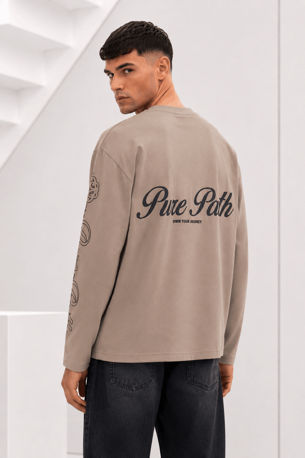 Pure Path Essence Of Life Longsleeve T-Shirt Heren Taupe - Maat XS - Kleur: Taupe | Soccerfanshop