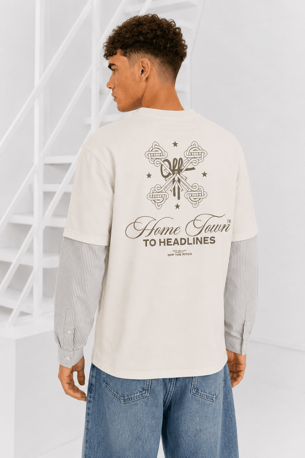 Off The Pitch Home Town Layerd Loose fit Shirt Heren Off White - Maat S - Kleur: Gebroken Wit | Soccerfanshop