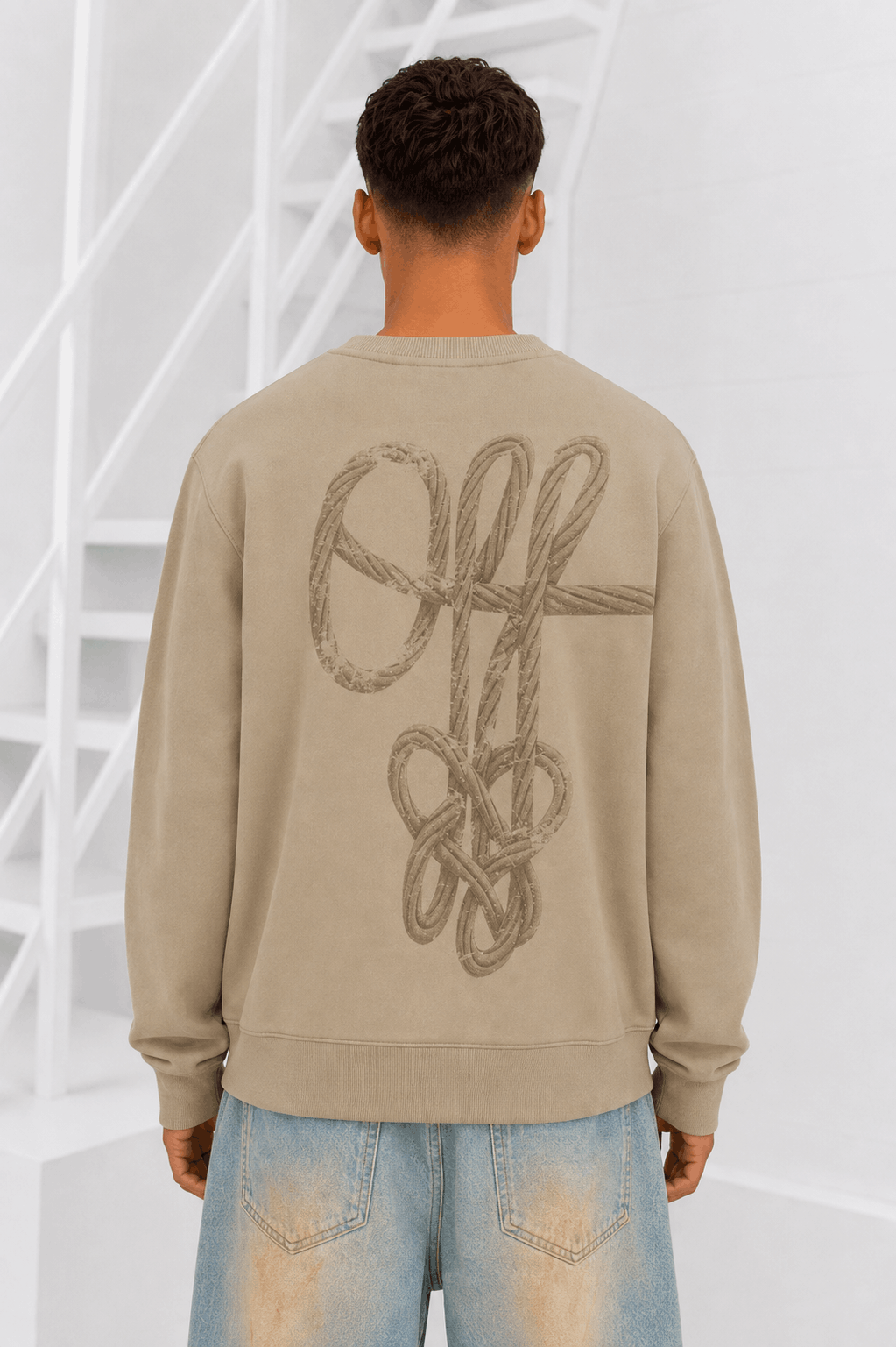 Off The Pitch Rope Flow Crewneck Heren Sand - Maat XS - Kleur: Sand | Soccerfanshop