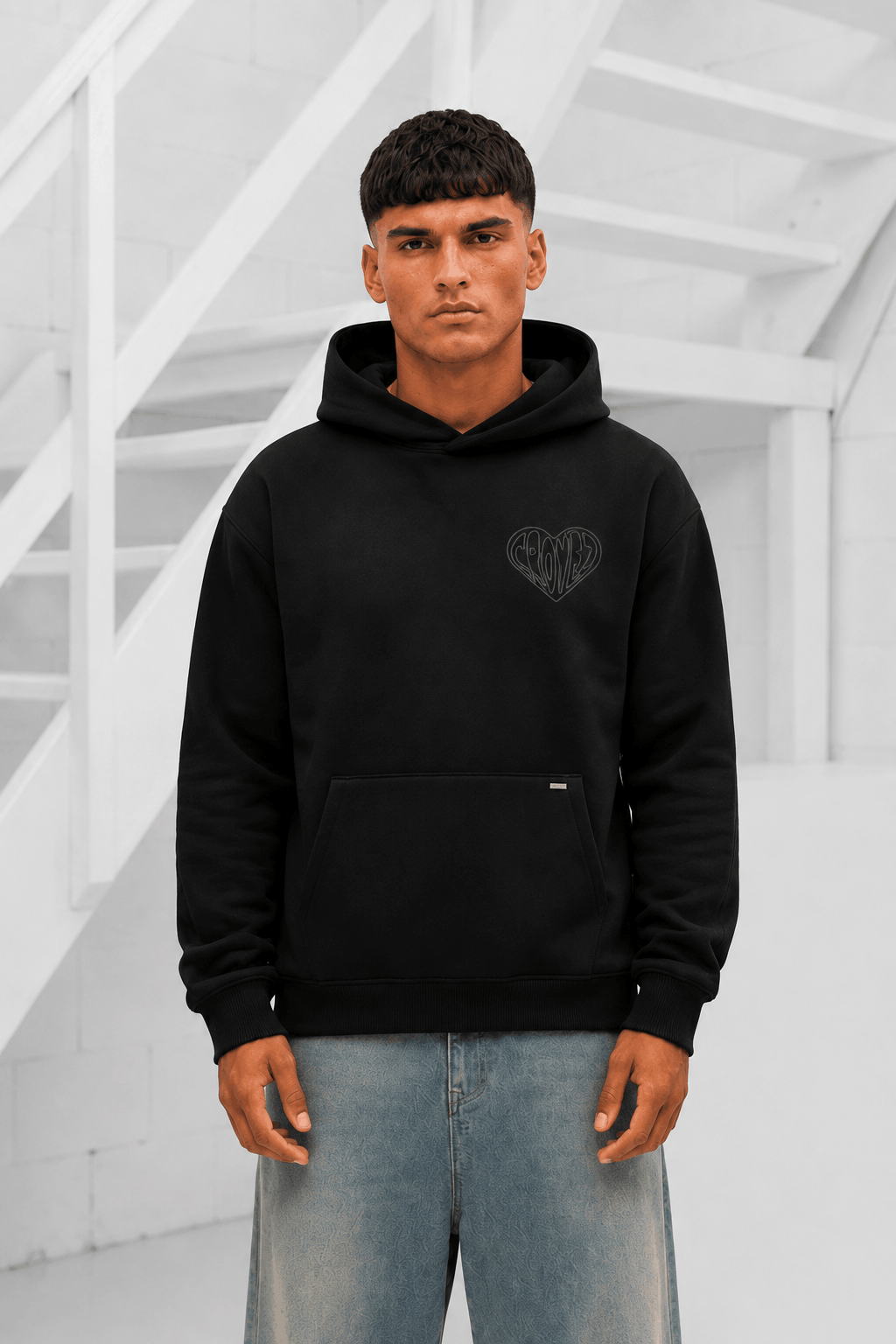 Croyez Stitched Heart Zip Hoodie Heren Zwart - Maat S - Kleur: Zwart | Soccerfanshop