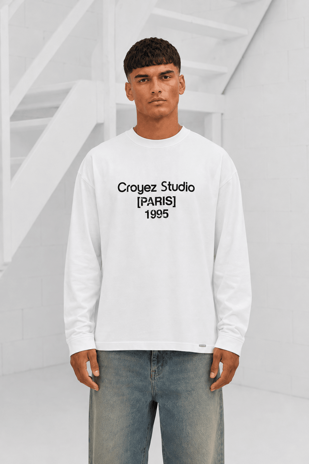 Croyez  Studio Damaged Longsleeve T-Shirt Heren Wit - Maat S - Kleur: Wit | Soccerfanshop