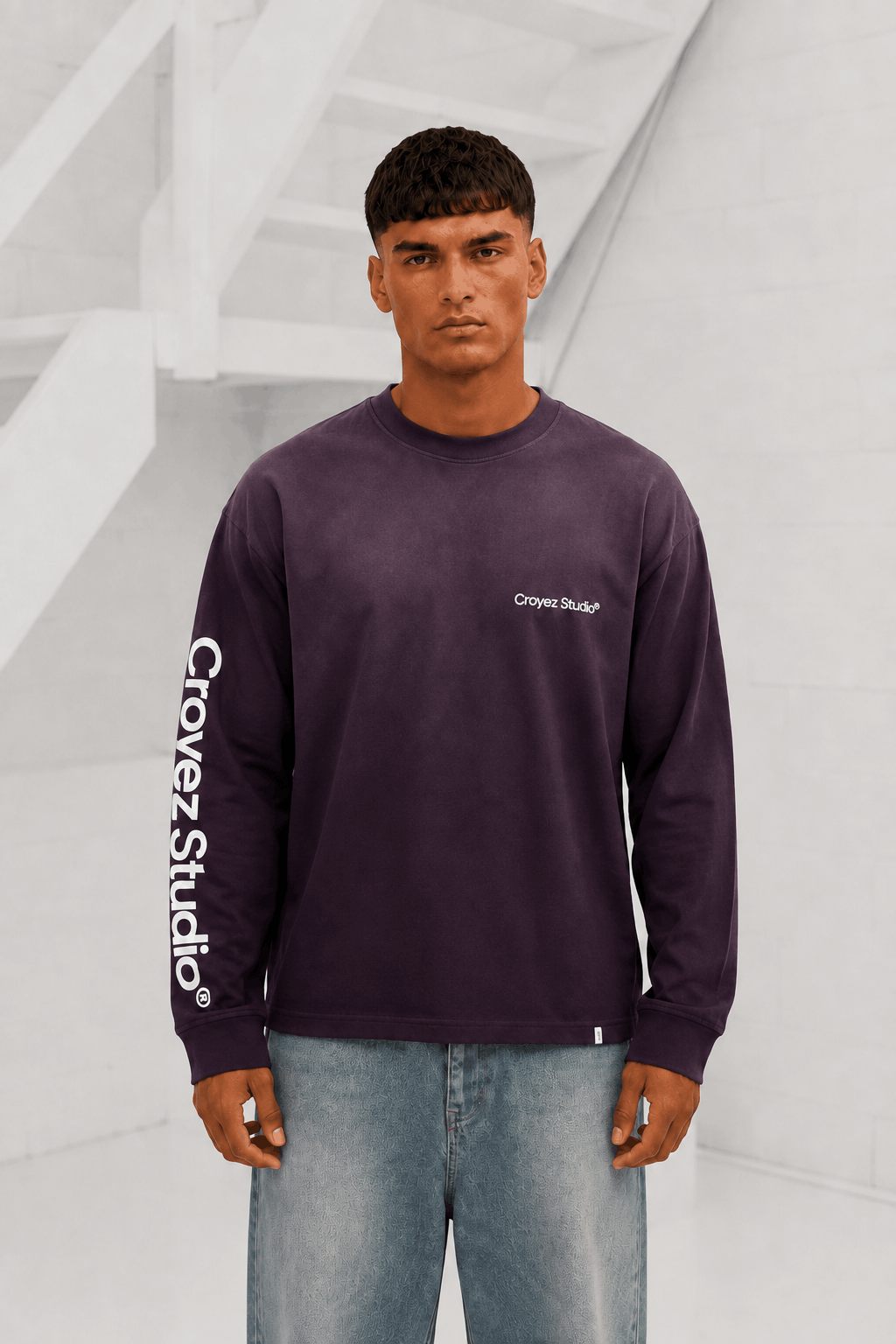 Croyez Studio Faded Longsleeve T-Shirt Heren Bordeaux Rood - Maat XS - Kleur: Bordeaux | Soccerfanshop