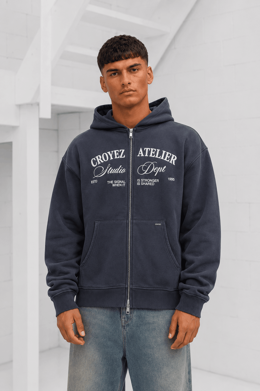 Croyez Studio Dept Zip Hoodie Heren Donkergrijs/Roze - Maat S - Kleur: Donkergrijs | Soccerfanshop
