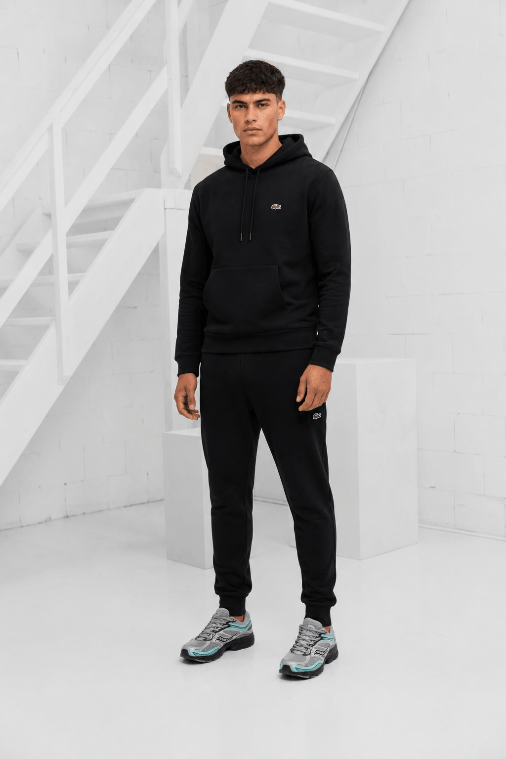Lacoste Hooded Trainingspak Heren Zwart - Maat M - Kleur: Zwart | Soccerfanshop