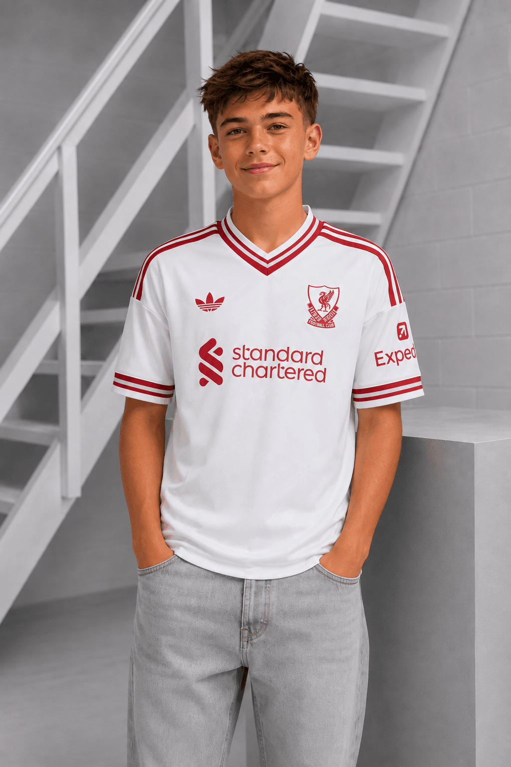 Liverpool Uit Shirt Junior 2026/2027 - Maat 176 - Kleur: RoodWit | Soccerfanshop