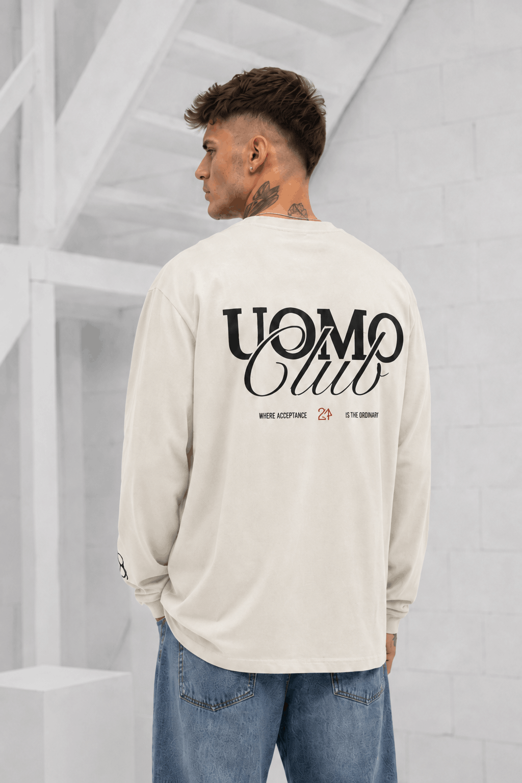 24 Uomo Community Longsleeve Heren Off-White - Maat XXS - Kleur: Gebroken Wit | Soccerfanshop