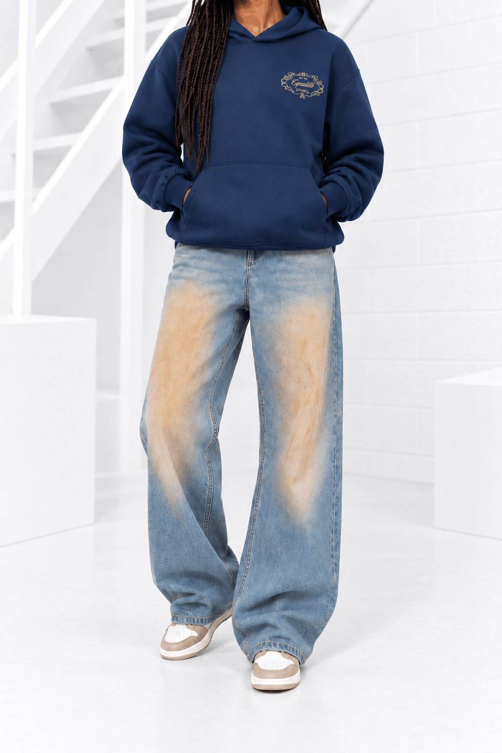 Equalité Cas Baggy Jeans Dames Blauw/Geel - Maat 30 - Kleur: LichtblauwGeel | Soccerfanshop