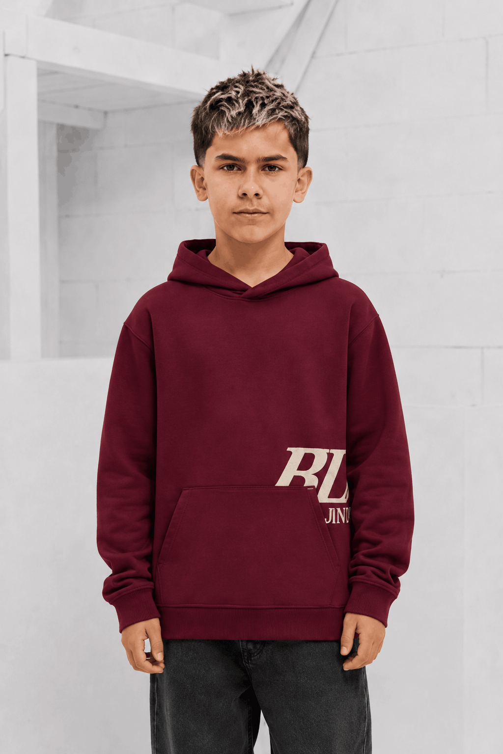 Ballin Amsterdam Ballin Amsterdam Semi-Hidden Monogram Kids Hoodie Donkerrood - Maat 128 - Kleur: Donkerrood | Soccerfanshop