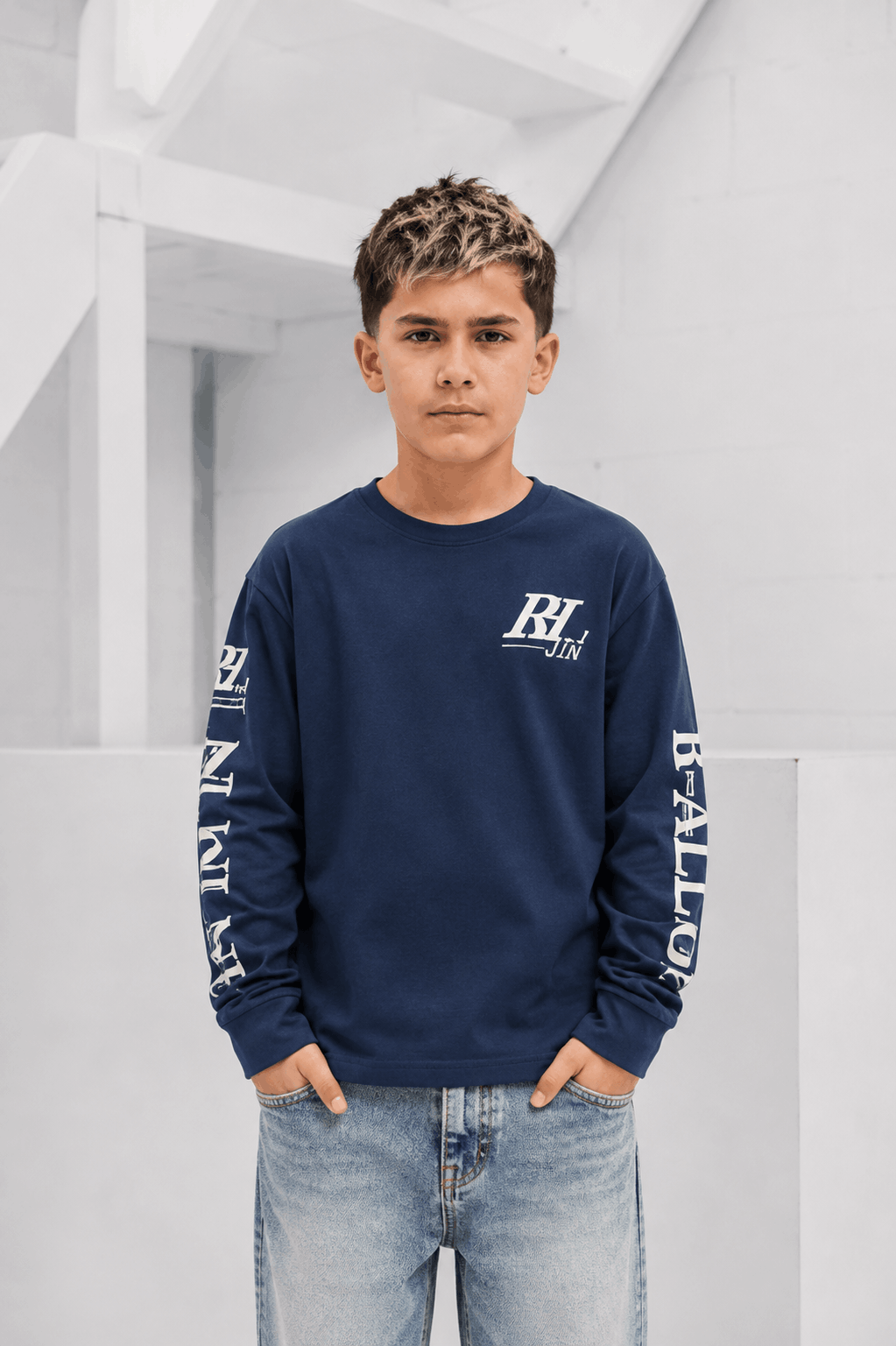 Ballin Amsterdam Monogram Longsleeve Kids Donkerblauw - Maat 152 - Kleur: Donkerblauw | Soccerfanshop
