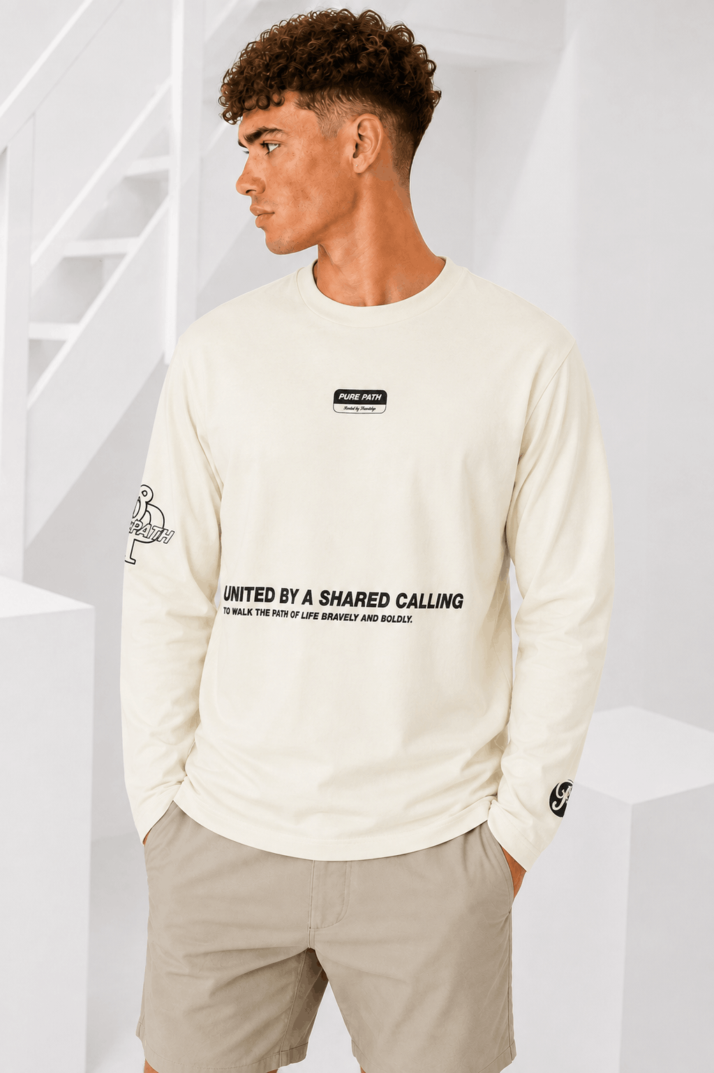 Pure Path United Longsleeve T-Shirt Heren Gebroken Wit - Maat XS - Kleur: Gebroken Wit | Soccerfanshop
