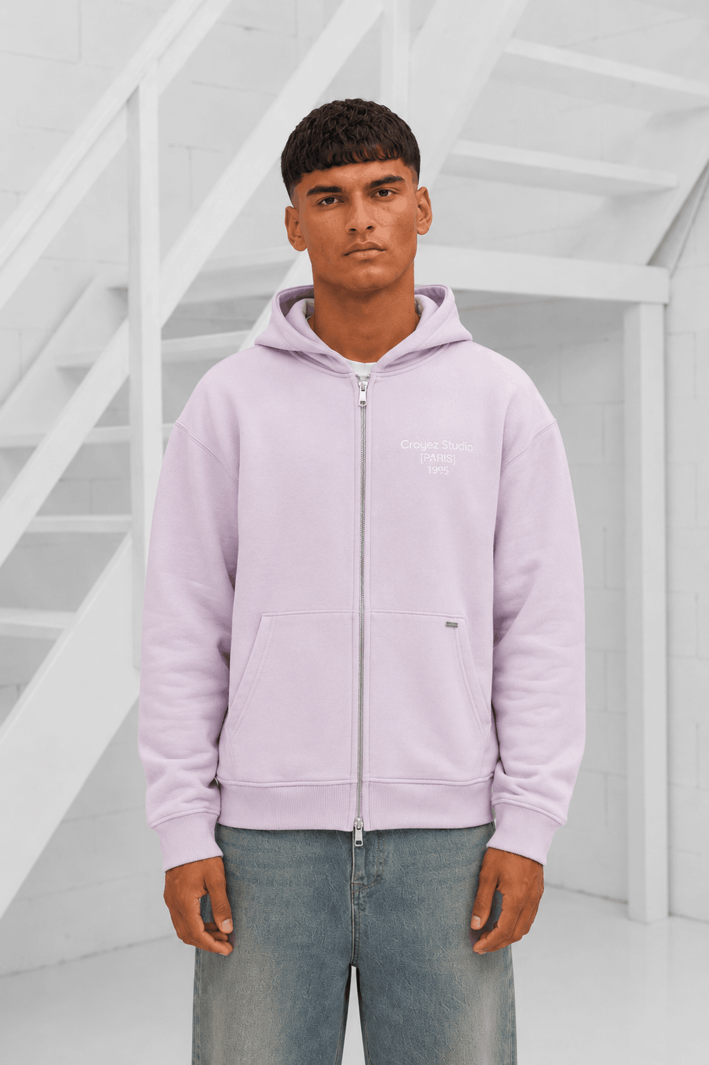 Croyez Studio Damage Zip Hoodie Heren Roze - Maat S - Kleur: LichtrozeWit | Soccerfanshop