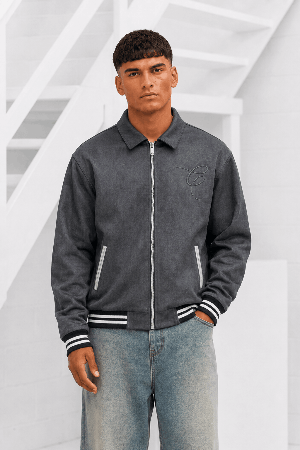 Croyez Iconic Suede Patch Jas Heren Donkergrijs - Maat S - Kleur: Donkergrijs | Soccerfanshop