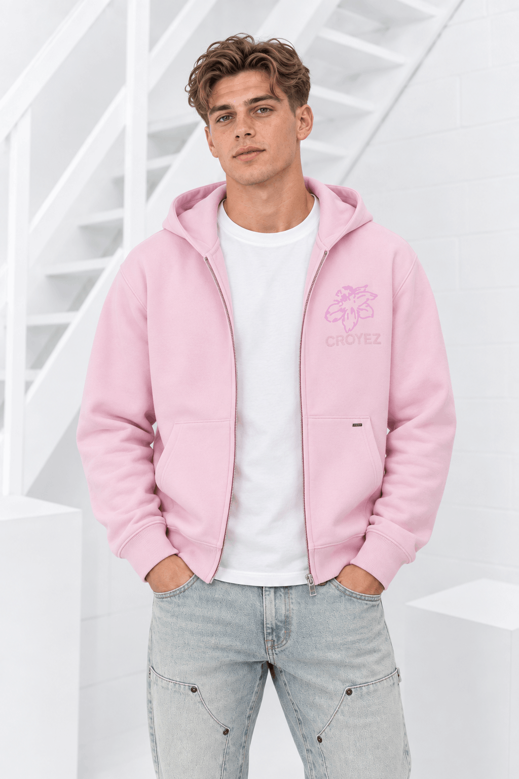 Croyez Gardener Zip Hoodie Heren Roze - Maat M - Kleur: LichtrozeRoze | Soccerfanshop