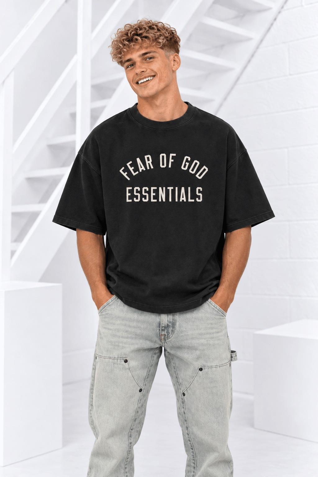 Fear Of God Essentials 90s Fit T-Shirt Heren Zwart - Maat XS - Kleur: WitZwart | Soccerfanshop