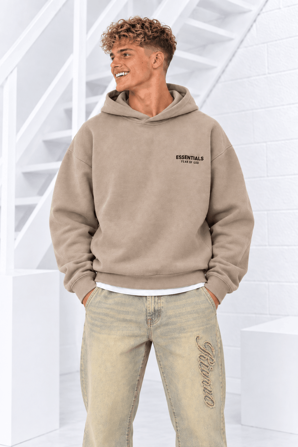 Fear Of God Essentials Fleece Hoodie Heren Sand - Maat XL - Kleur: BeigeZwart | Soccerfanshop