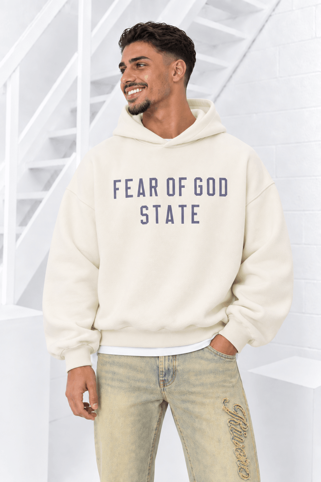 Fear Of God Essentials Heavy Fleece Hoodie Heren Beige - Maat M - Kleur: BeigeZwart | Soccerfanshop