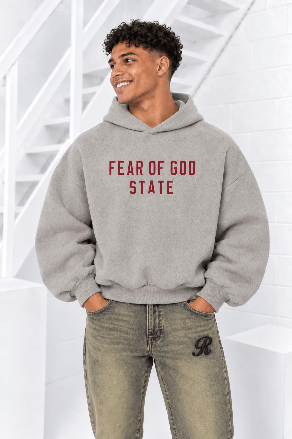 Fear of God Essentials Fleece Hoodie Heren Grijs/Rood - Maat S - Kleur: RoodGrijs | Soccerfanshop