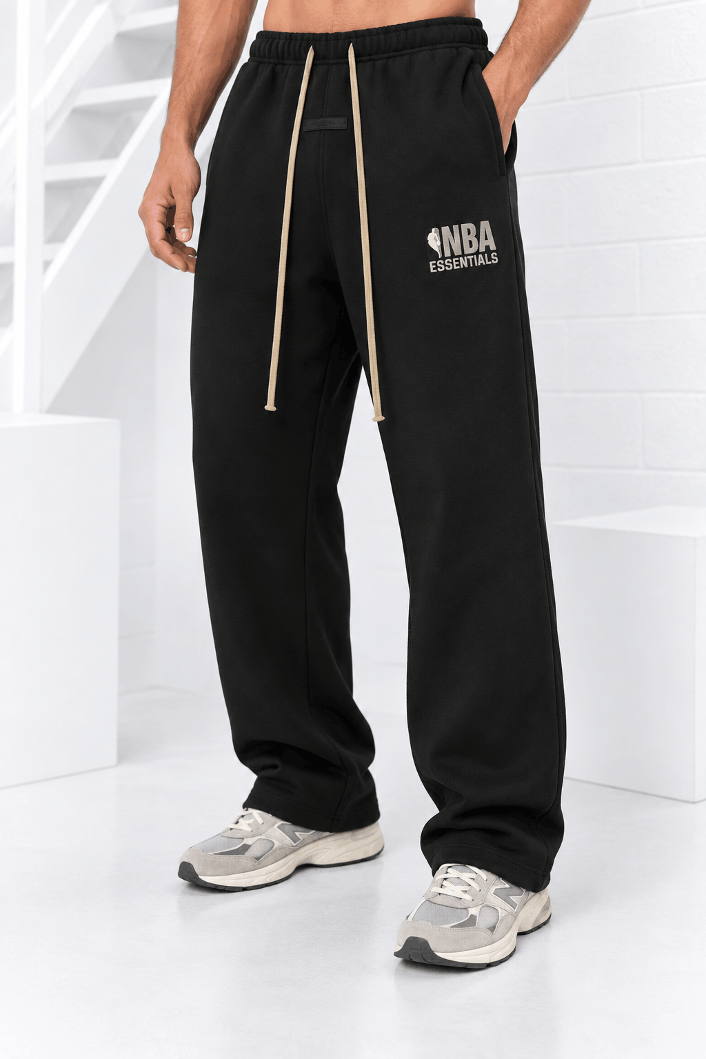 Fear Of God Essentials X NBA Relaxed Sweatpants Heren Zwart/Grijs - Maat XS - Kleur: ZwartGrijs | Soccerfanshop