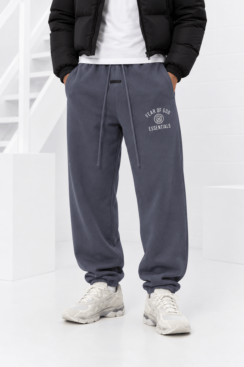 Fear Of God Essentials Heavy Fleece Sweatpants Heren Marine Blauw - Maat S - Kleur: Gebroken WitBlauw | Soccerfanshop