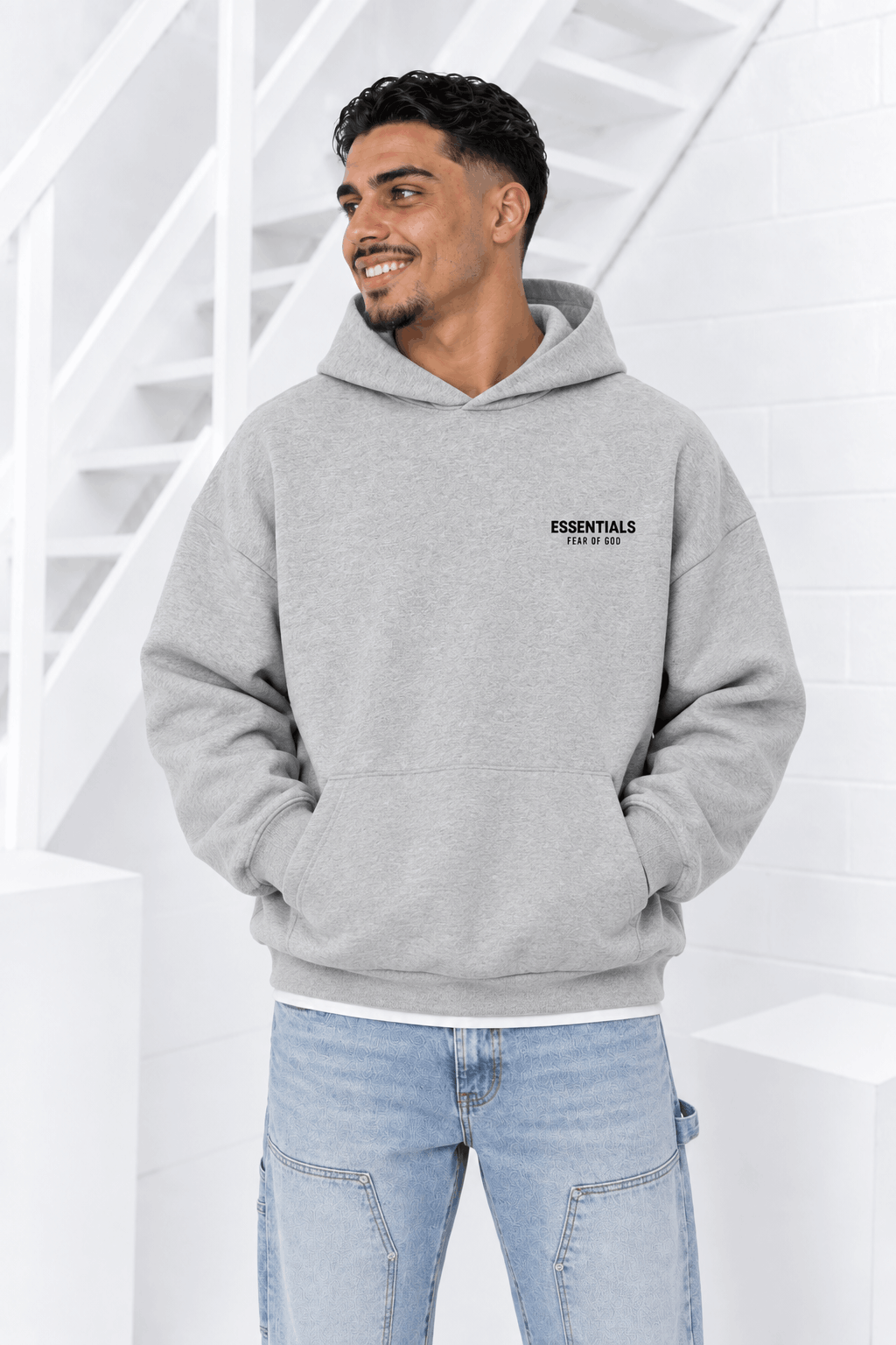 Fear Of God Essentials Heavy Fleece Hoodie Heren Light Heath - Maat XS - Kleur: Lichtgrijs | Soccerfanshop