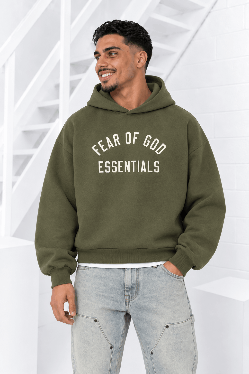 Fear Of God Essentials Heavy Fleece Hoodie Heren Groen - Maat M - Kleur: WitGroen | Soccerfanshop