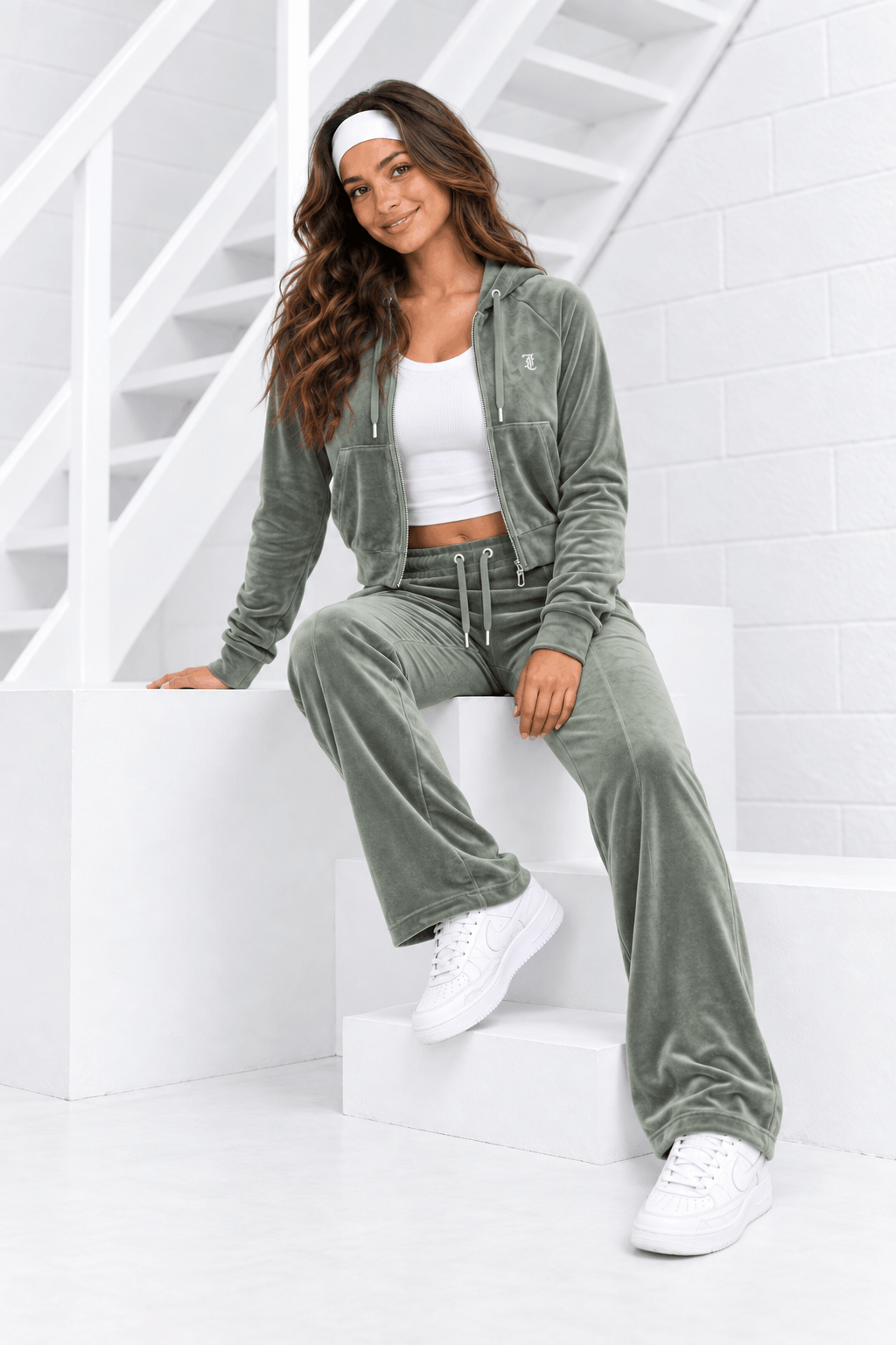 Juicy Couture Madison Full Zip Trainingspak Dames Olijf groen - Maat M - Kleur: Donkergroen | Soccerfanshop
