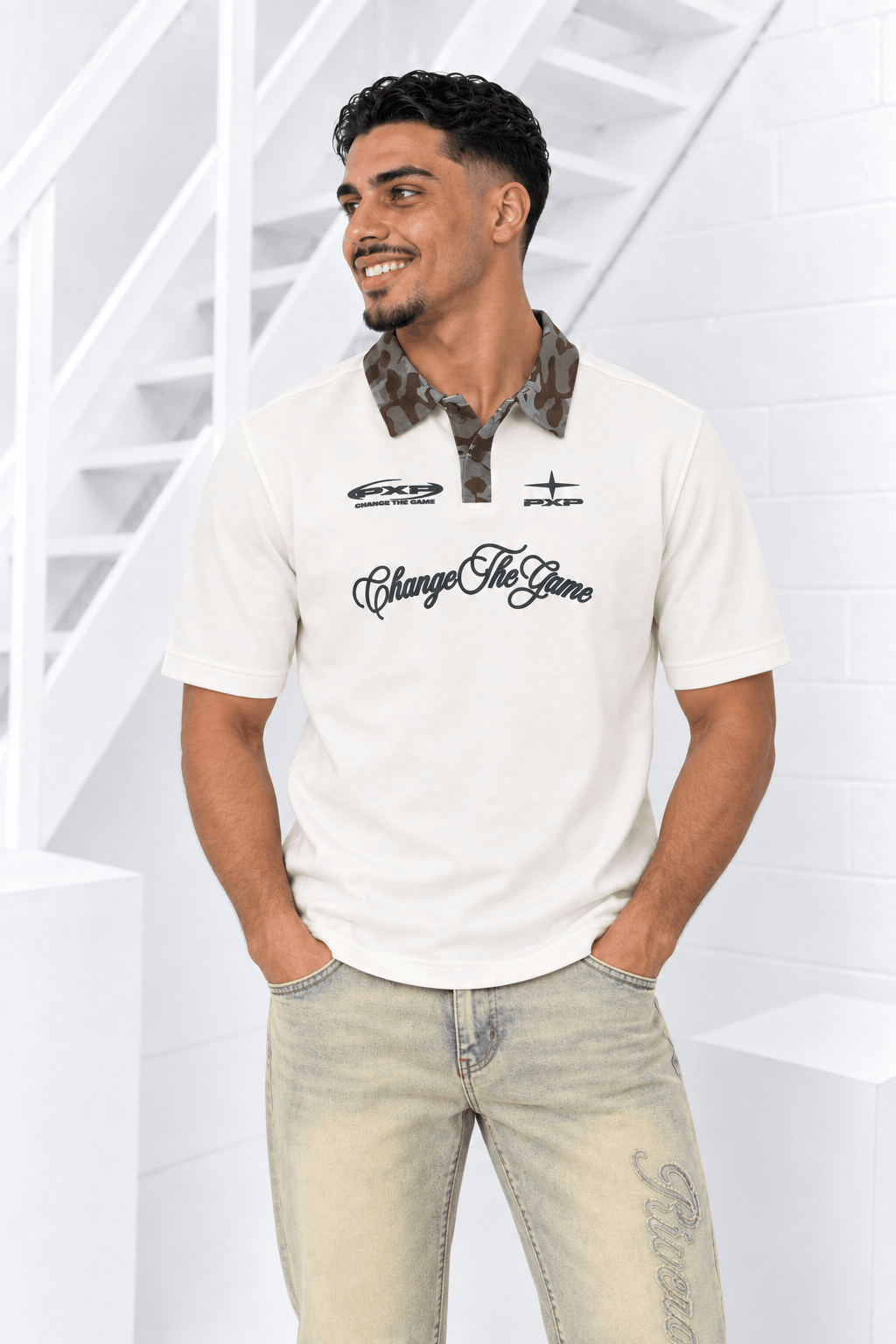 Project X Paris Forest Polo Heren Wit/Camo - Maat L - Kleur: CamoWit | Soccerfanshop