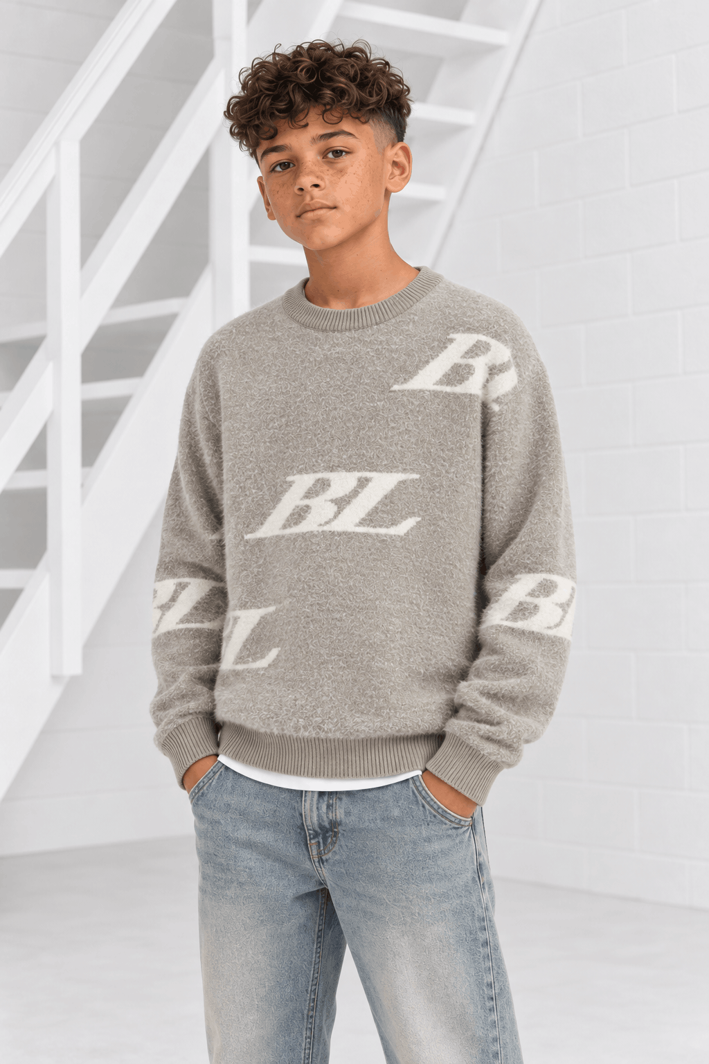 Ballin Amsterdam 26037805 Sweater Kids Beige - Maat 140 - Kleur: BeigeWit | Soccerfanshop