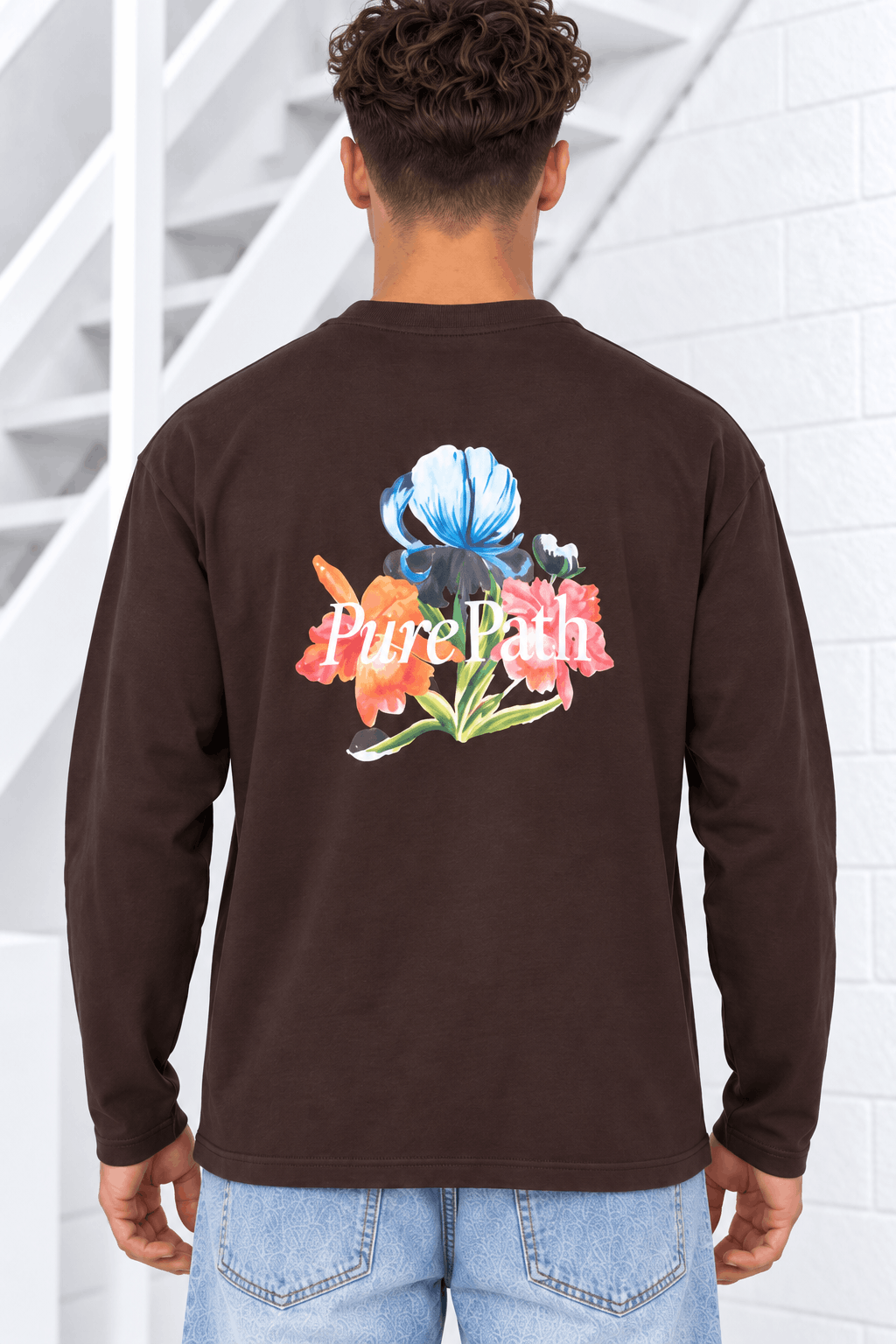 Pure Path Trio Of Flowers Longsleeve Heren Donkerbruin - Maat M - Kleur: Donkerbruin | Soccerfanshop