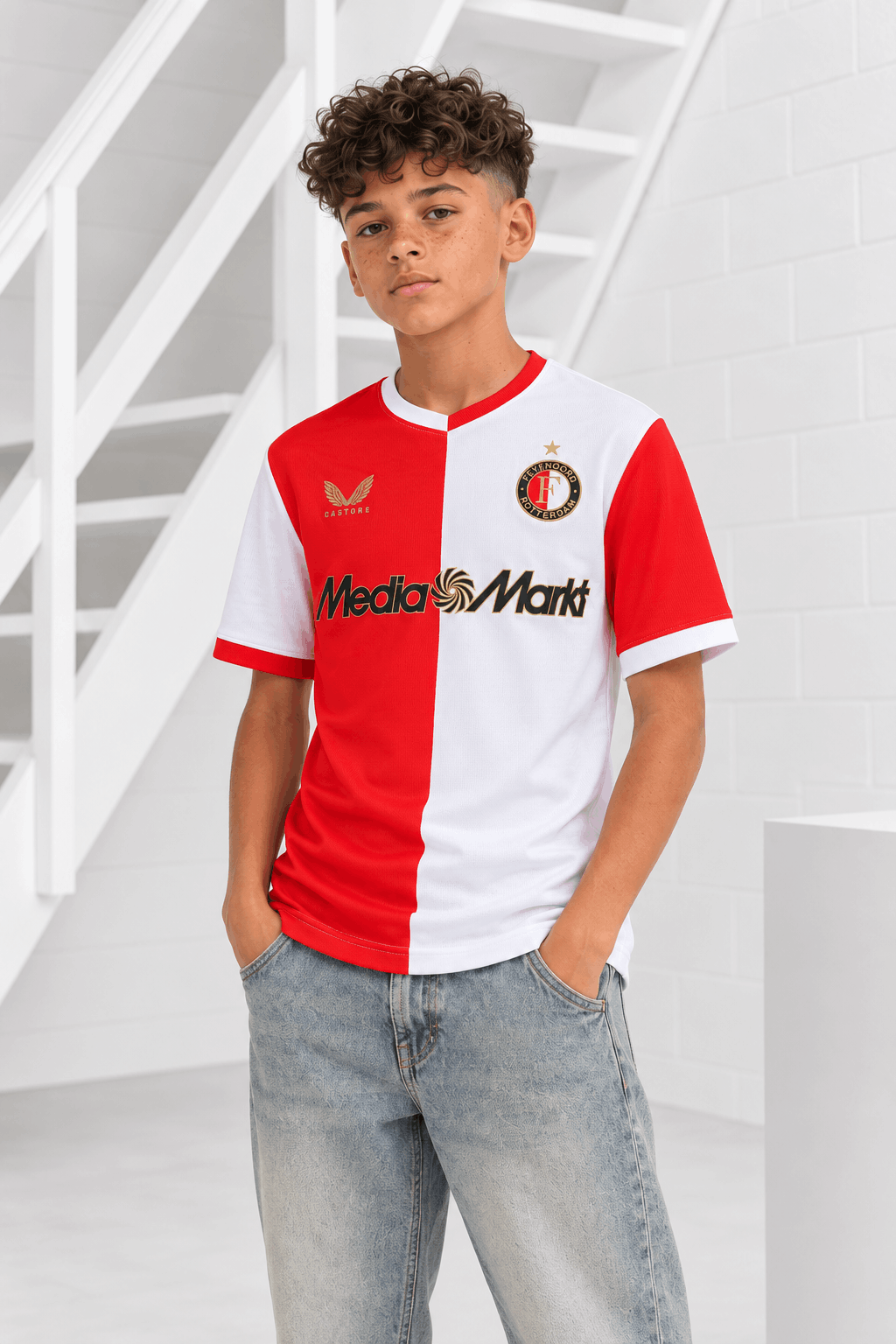 Feyenoord thuis Shirt Junior 2025/2026 Rood/Wit - Maat 152 - Kleur: RoodWit | Soccerfanshop