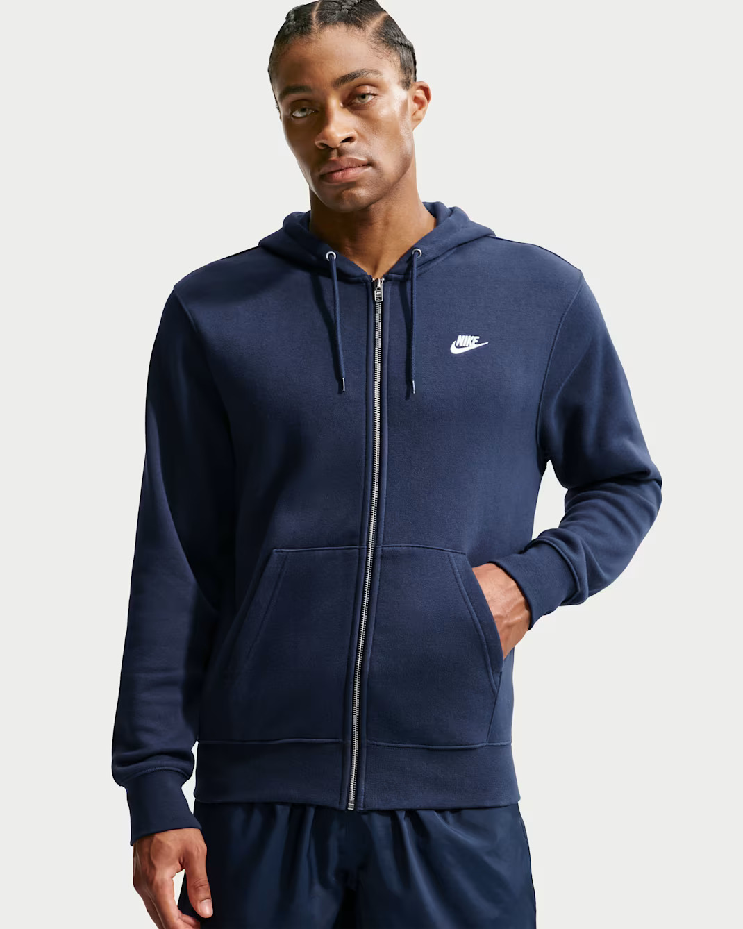 Nike Club Full-Zip Fleece Hoodie Heren Donkerblauw - Maat M - Kleur: Donkerblauw | Soccerfanshop