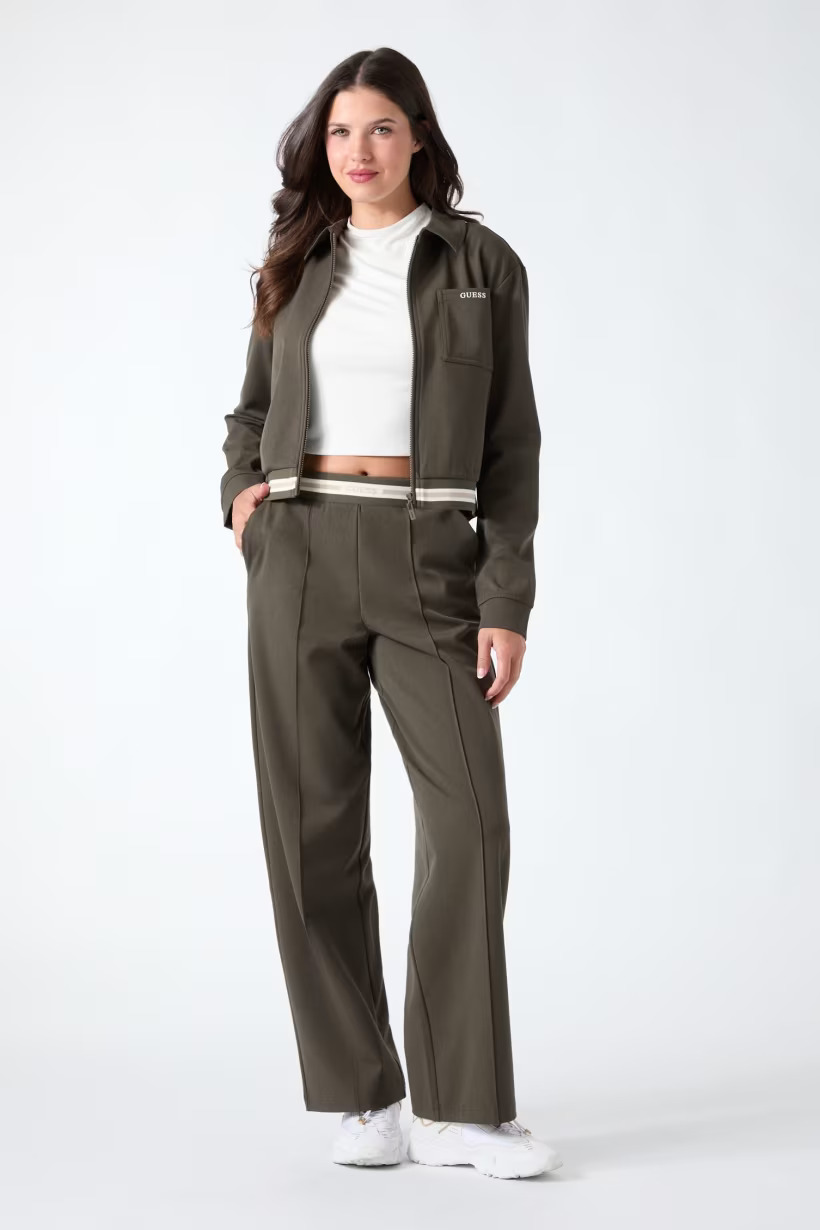 Guess Goliarda Full Zip Trainingspak Dames Donkergroen - Maat M - Kleur: Donkergroen | Soccerfanshop
