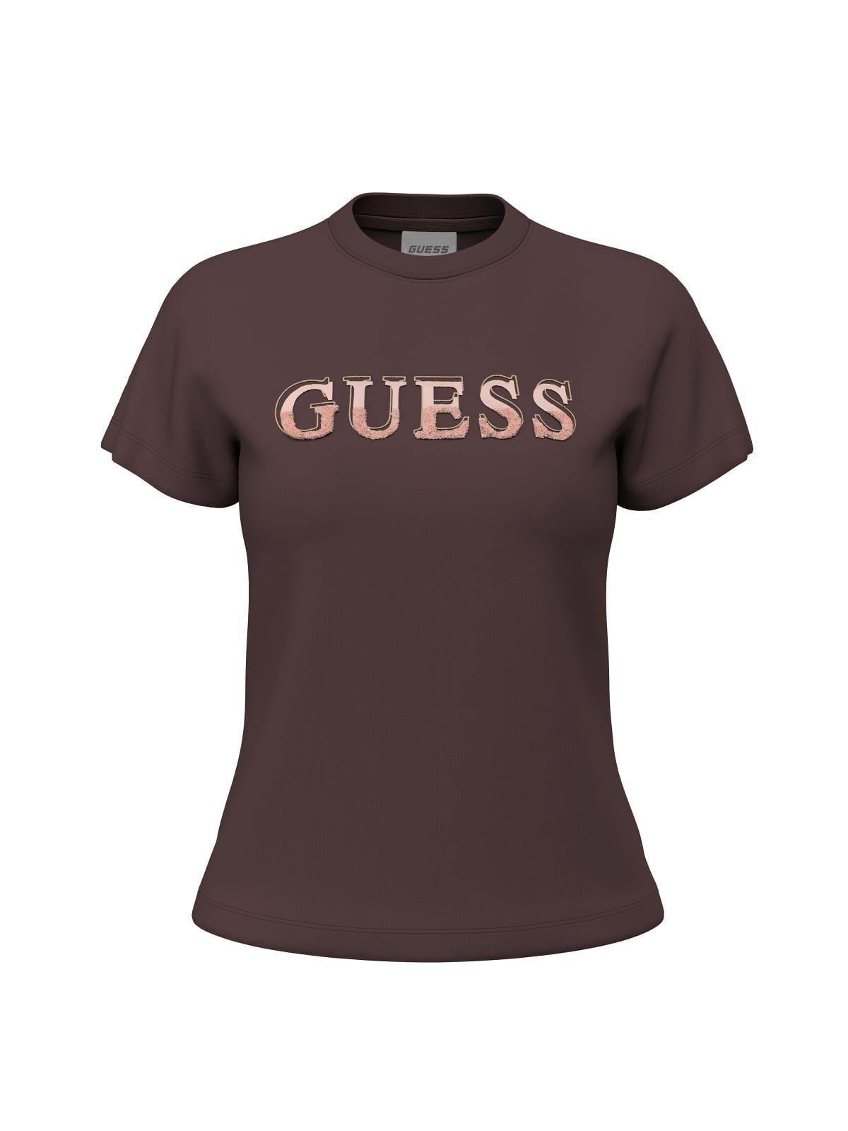 Guess Fausta T-Shirt Dames Donkerbruin - Maat L - Kleur: DonkerbruinRoze | Soccerfanshop