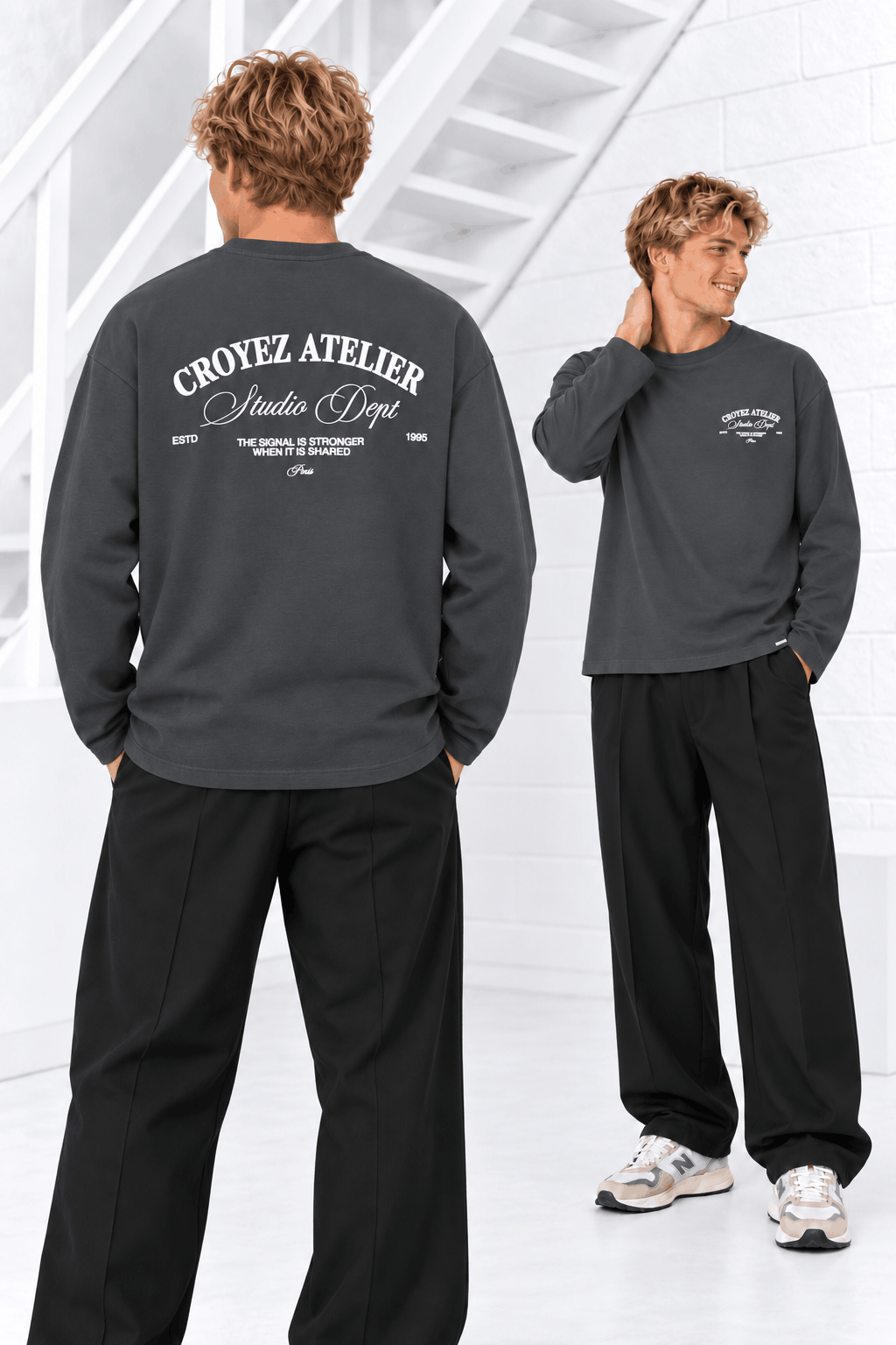 Croyez  Studio Dept Longsleeve T-Shirt Heren Donkergrijs - Maat XL - Kleur: Donkergrijs | Soccerfanshop